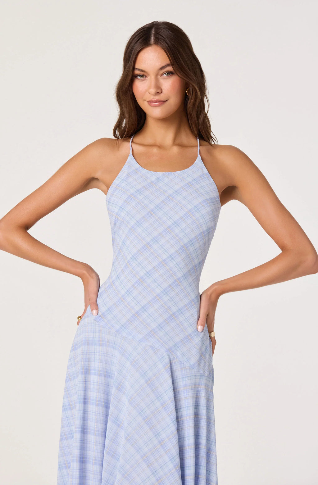 Ginny Plaid Halter Midi Dress