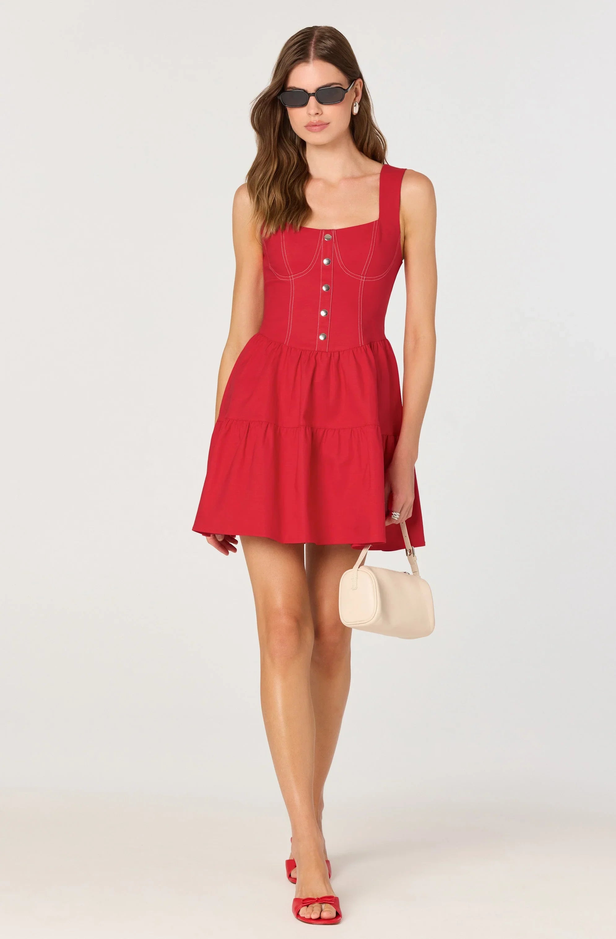 Tiered Stitch Detail Mini Dress