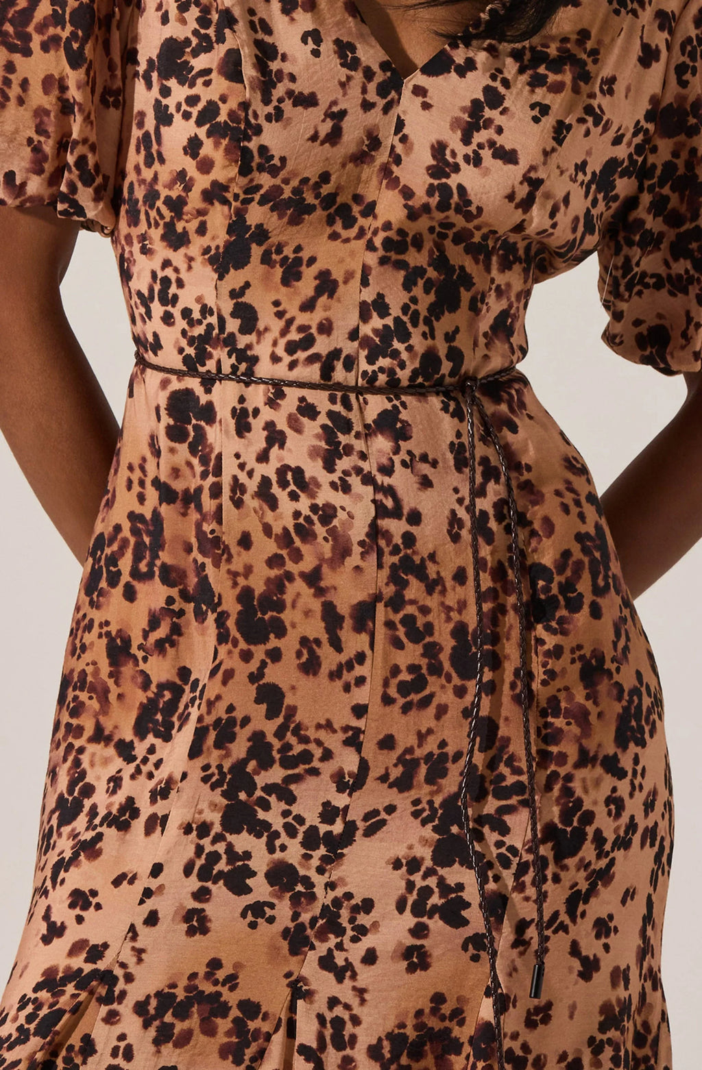Lavena V-Neck Puff Sleeve Midi Dress