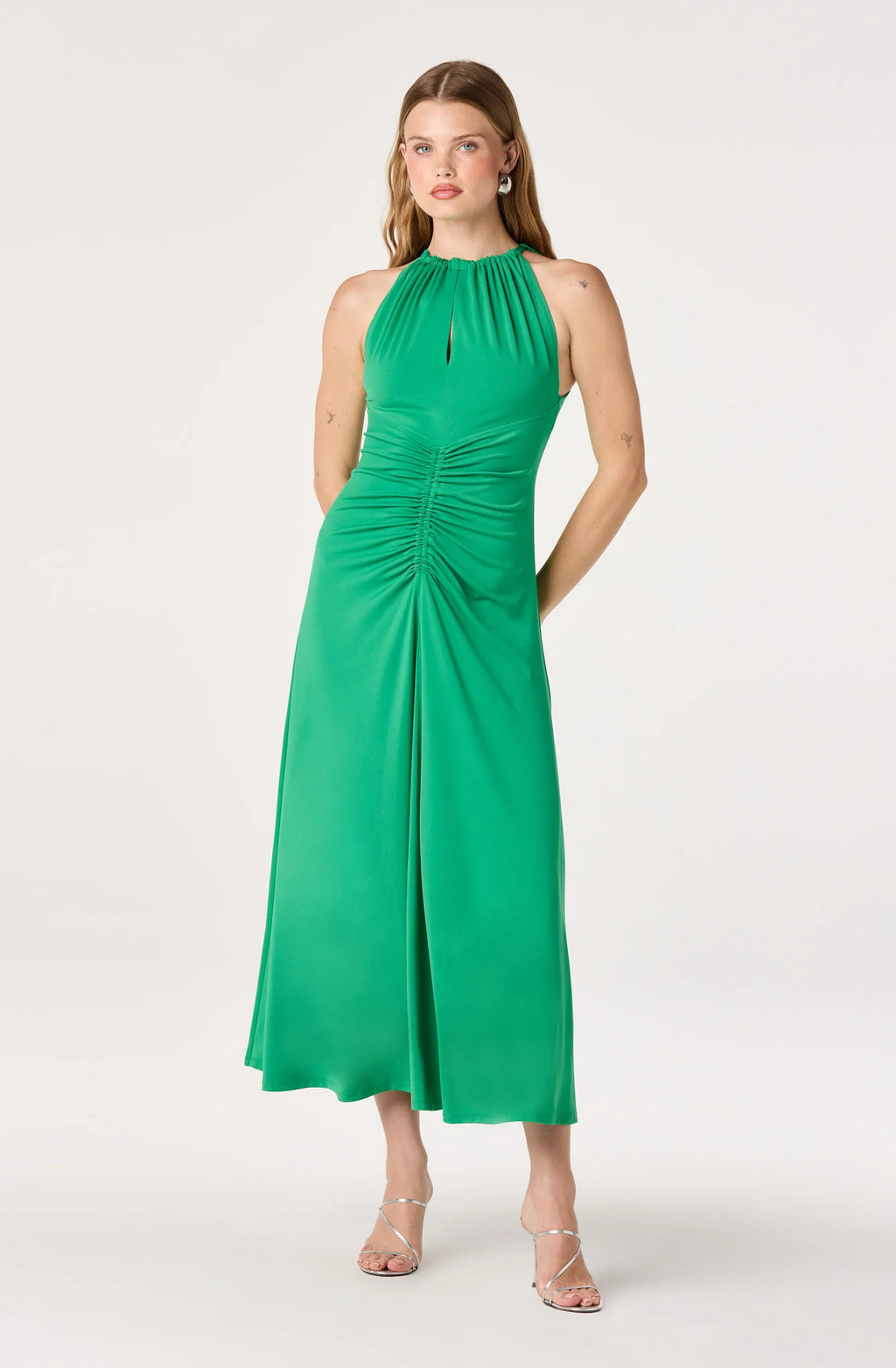 Mallory Ruched Halter Maxi Dress