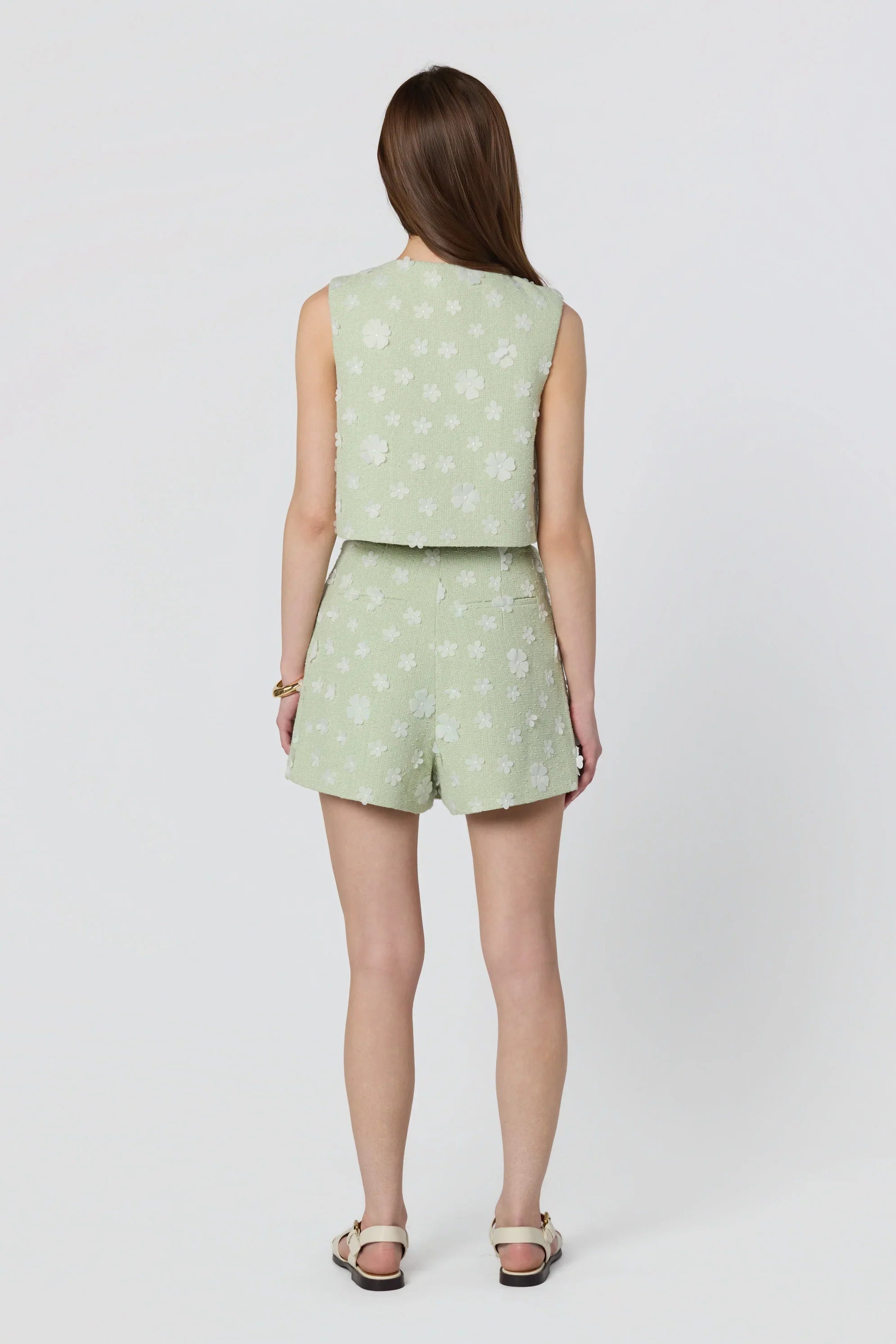 Janell Floral Applique Cropped Vest