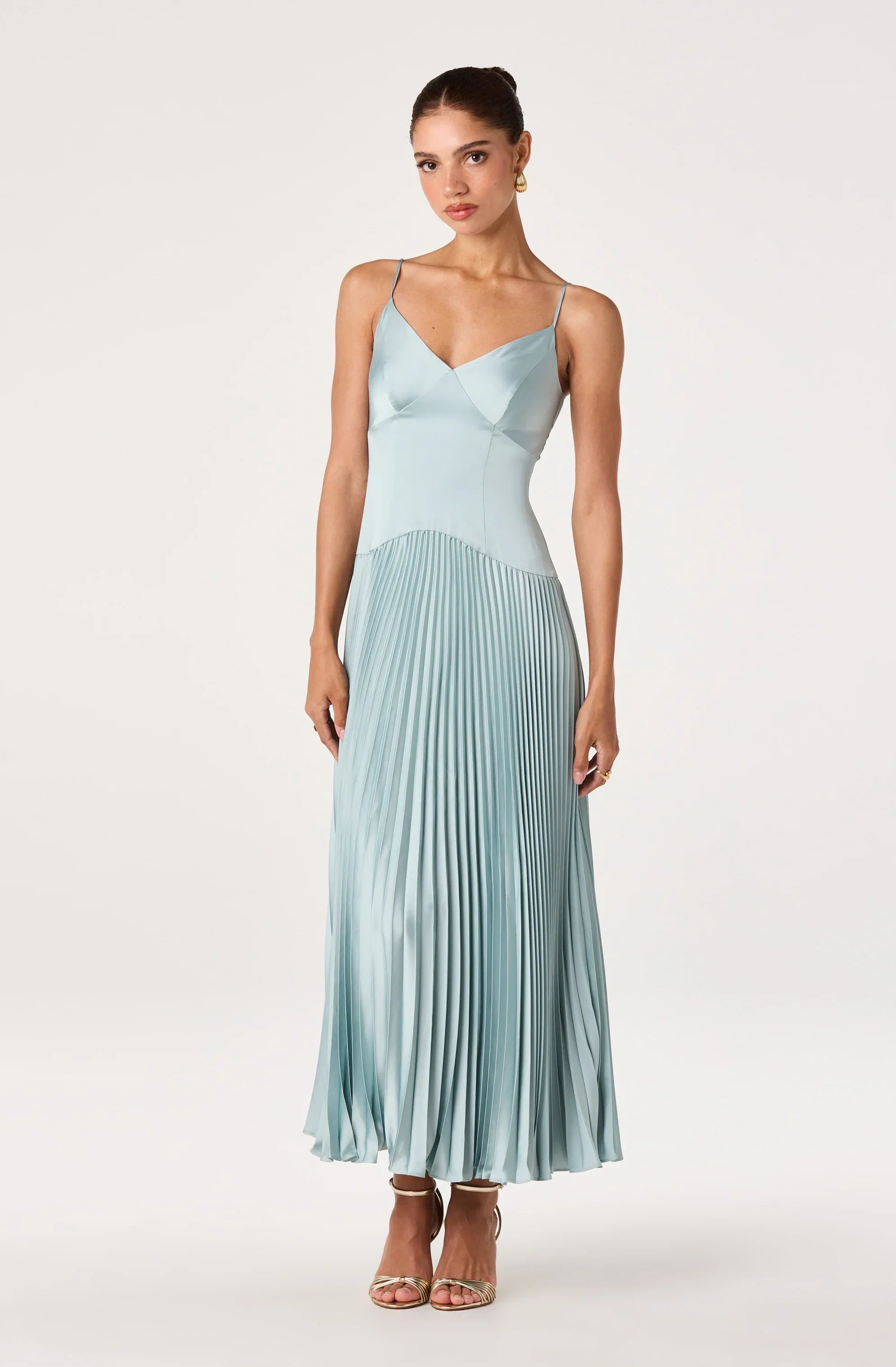 Pleated Drop Waist Maxi Dress