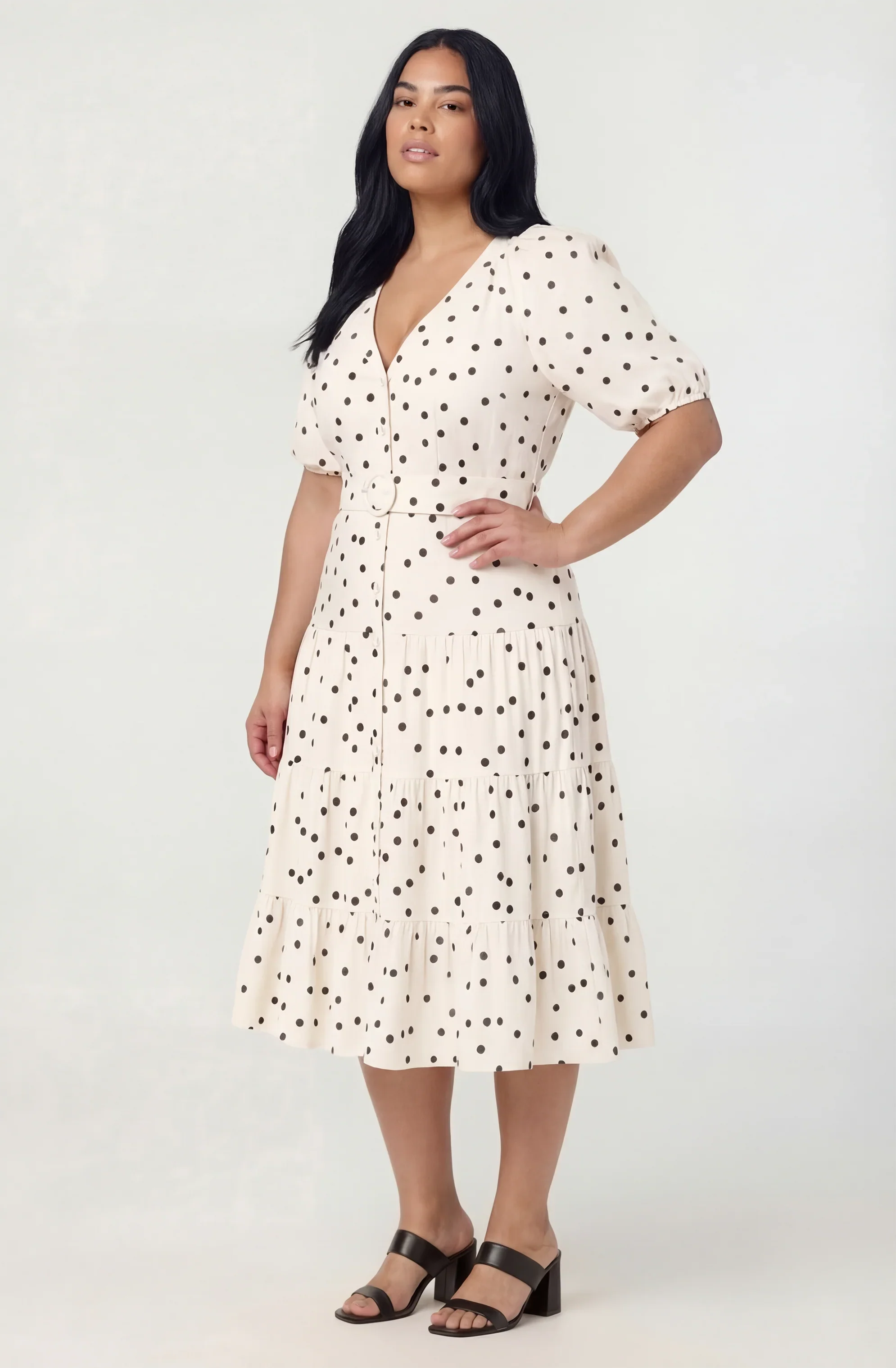 Minnie Polka Dot Tiered Midi Dress