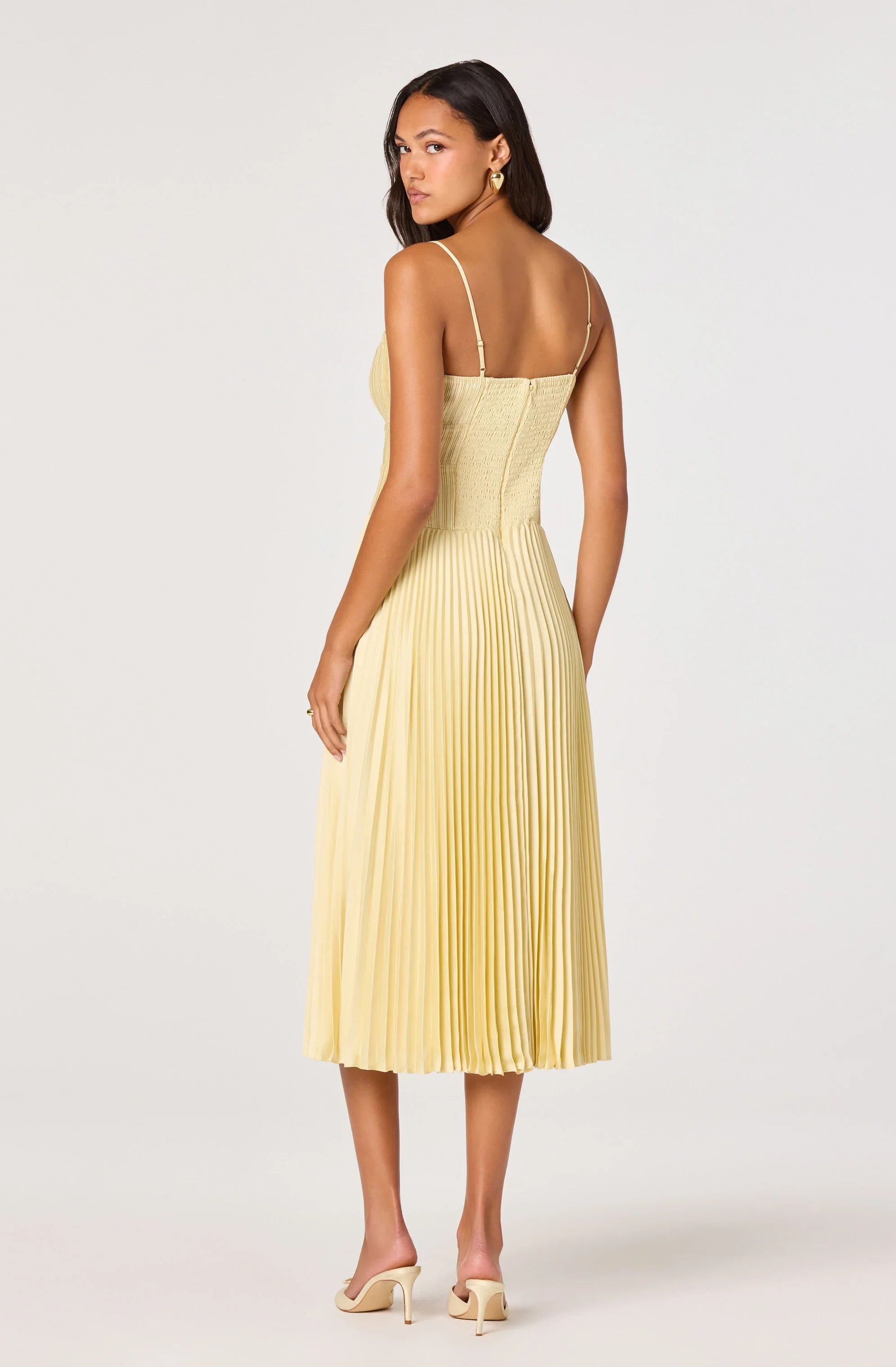 Shionagh Satin Bow-Detail Pleated Midi Dress