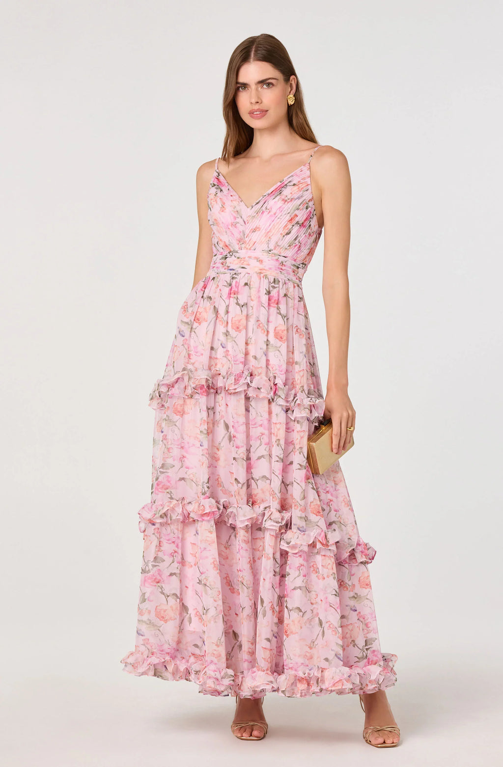 Ayanna Floral Pleated Tiered Maxi Dress