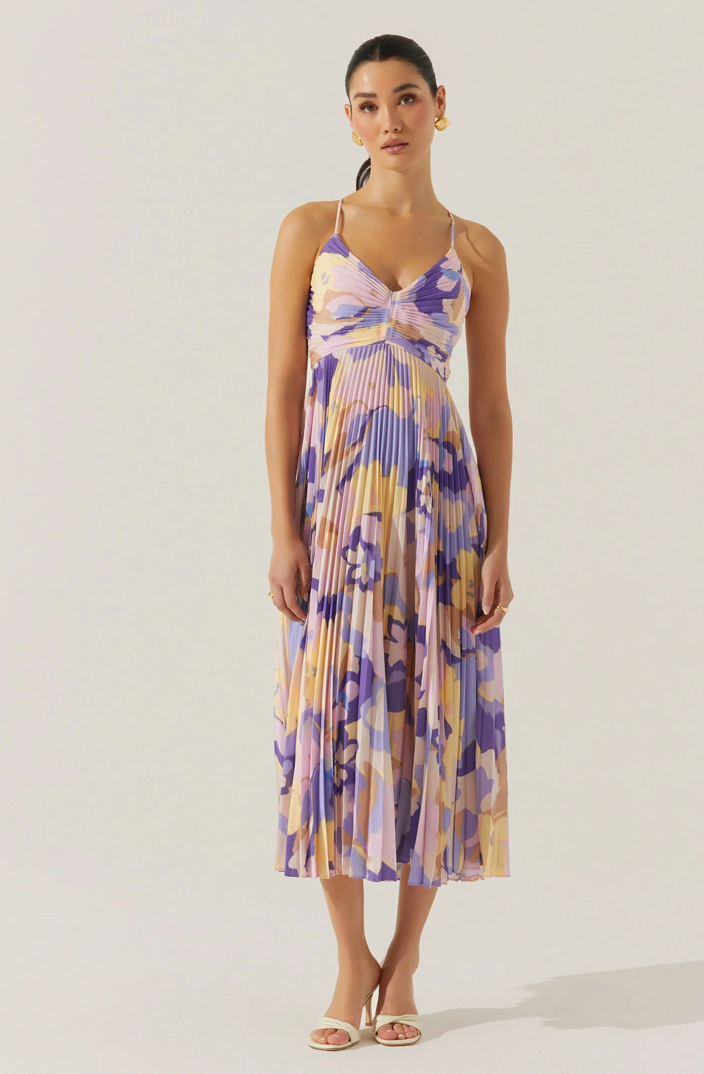Blythe Floral Plisse Midi Dress