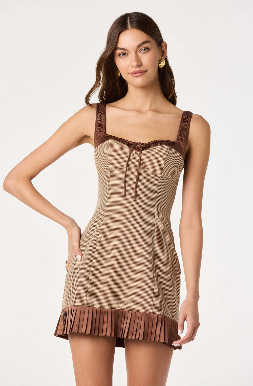 Gingham Milkmaid Contrast Mini Dress