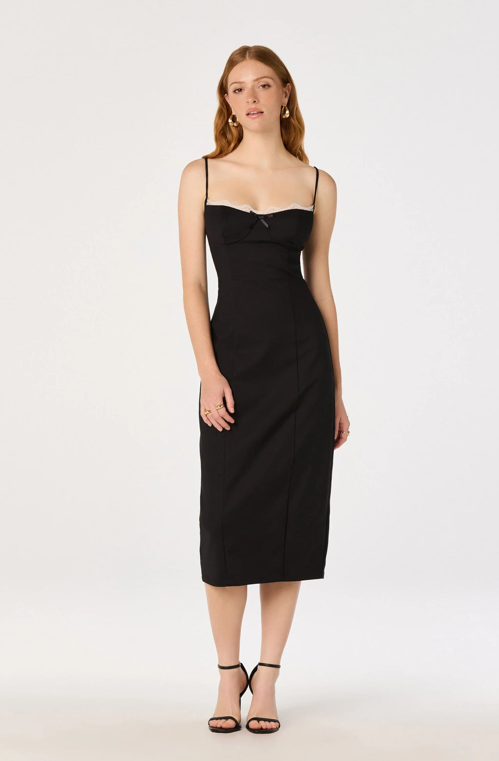 Bea Lace Trim Bustier Midi Dress