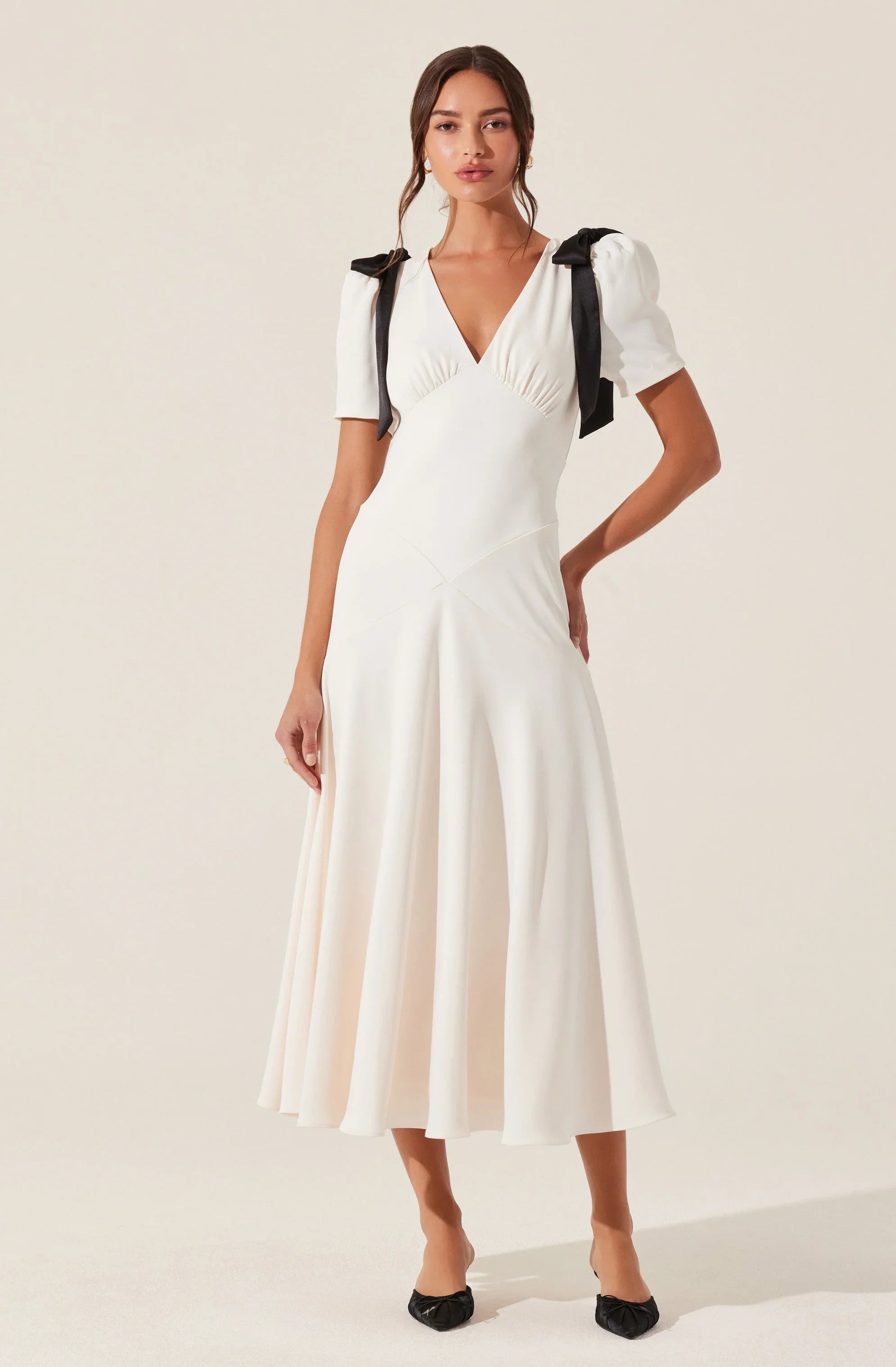 Ciela Bow Puff Sleeve Dress