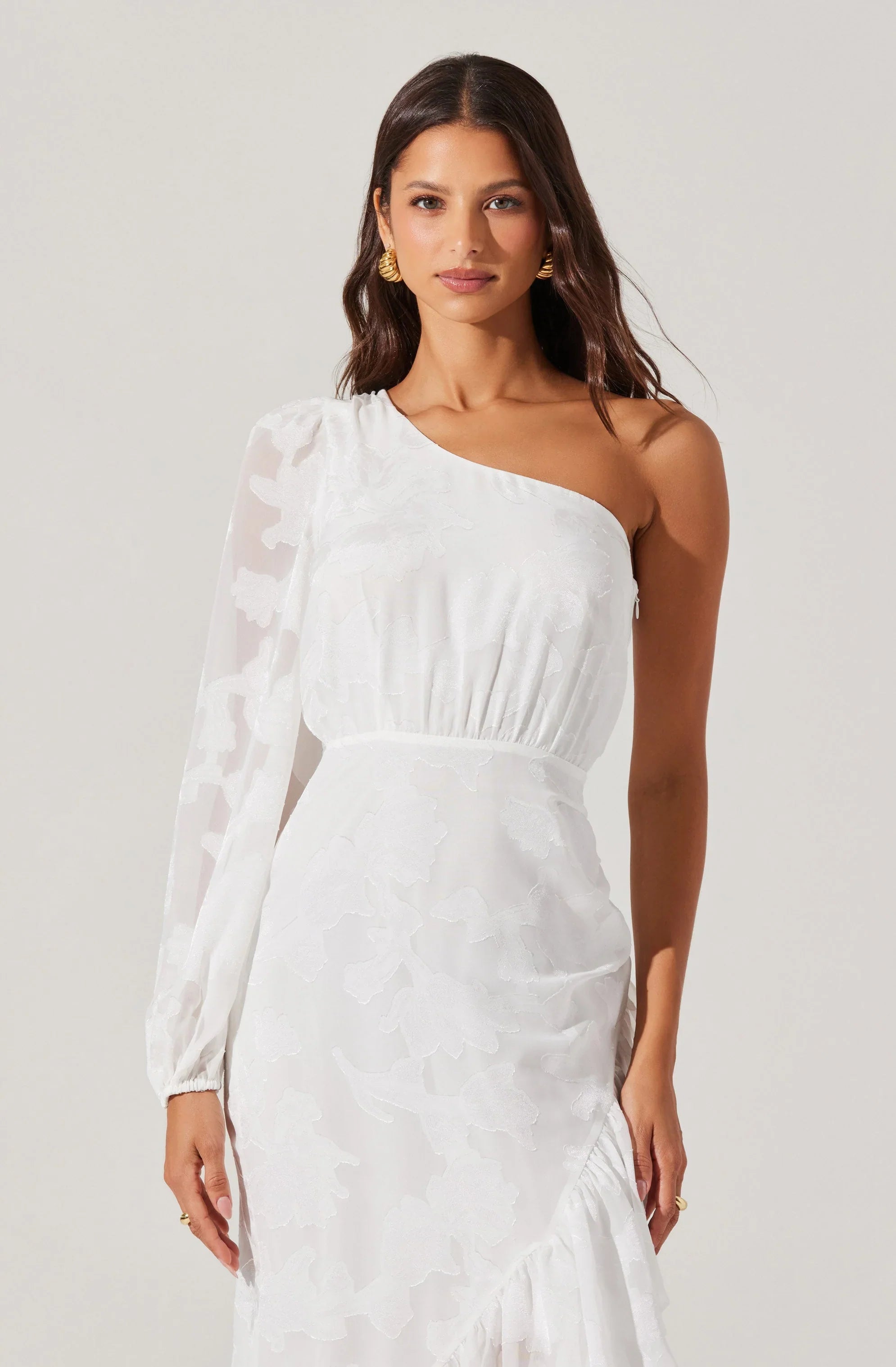 Calista Floral One Shoulder Midi Dress