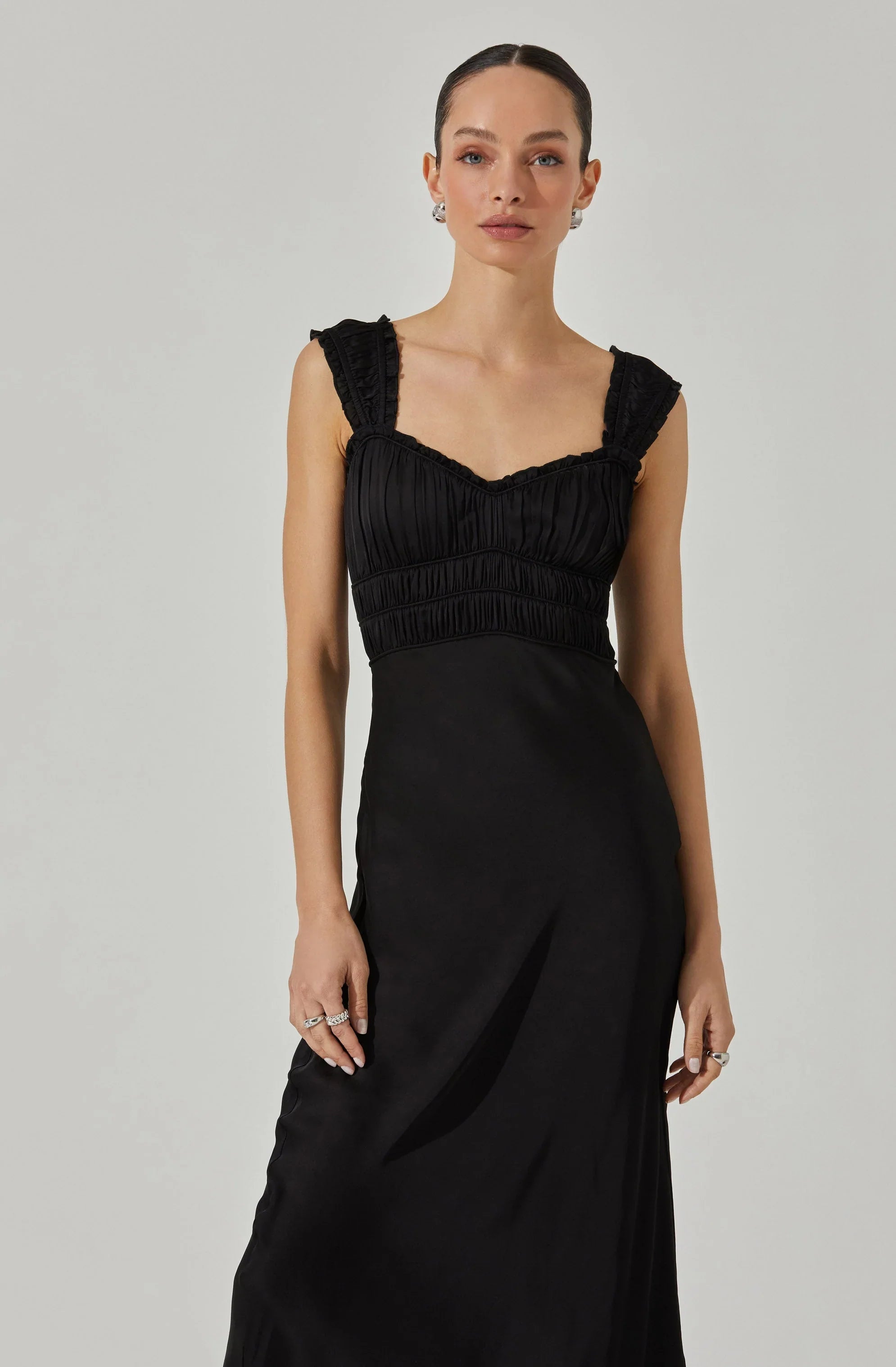 Enola Satin Smocked Midi Dress