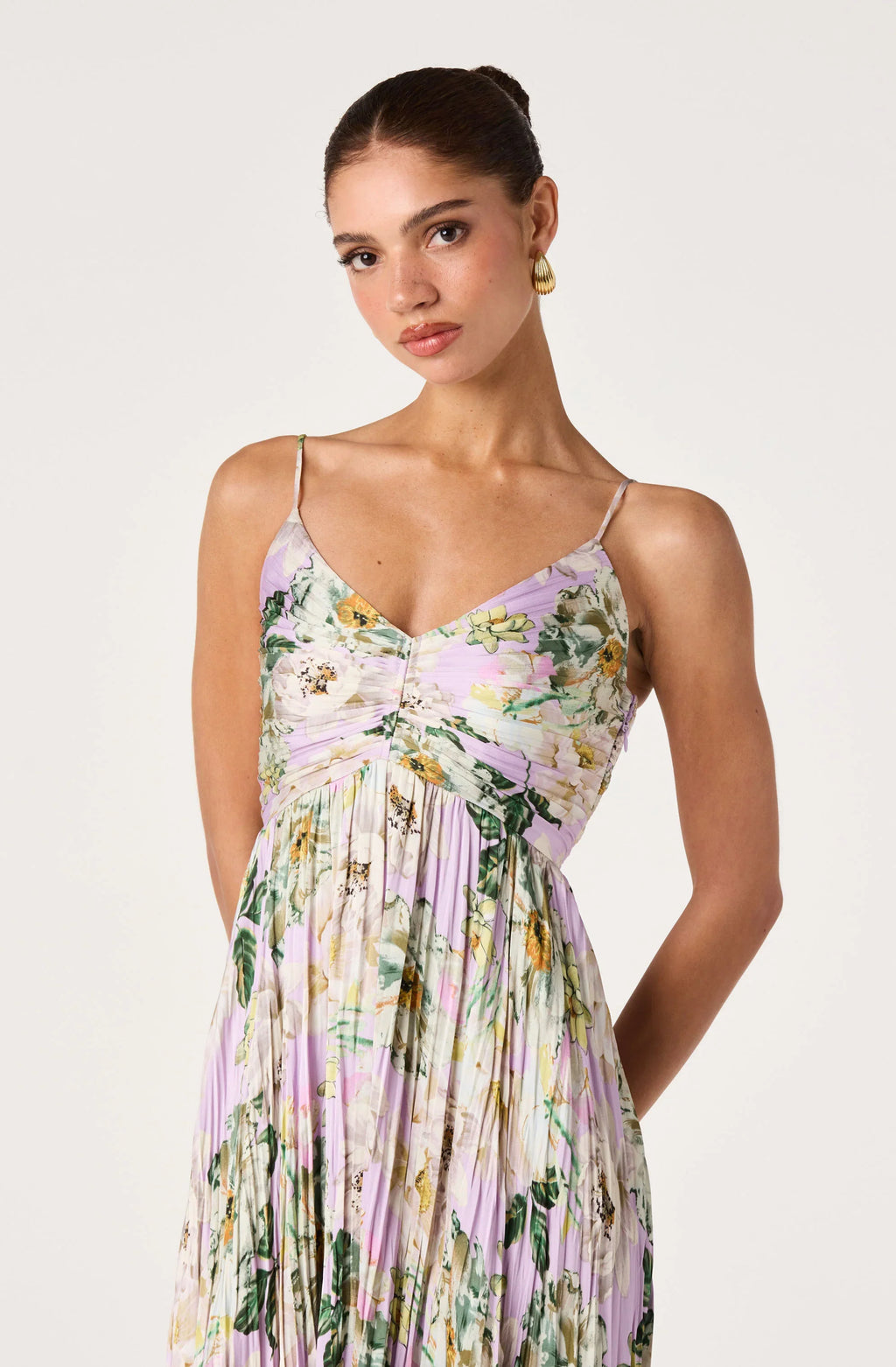 Maeve Pleated Satin Midi Dress