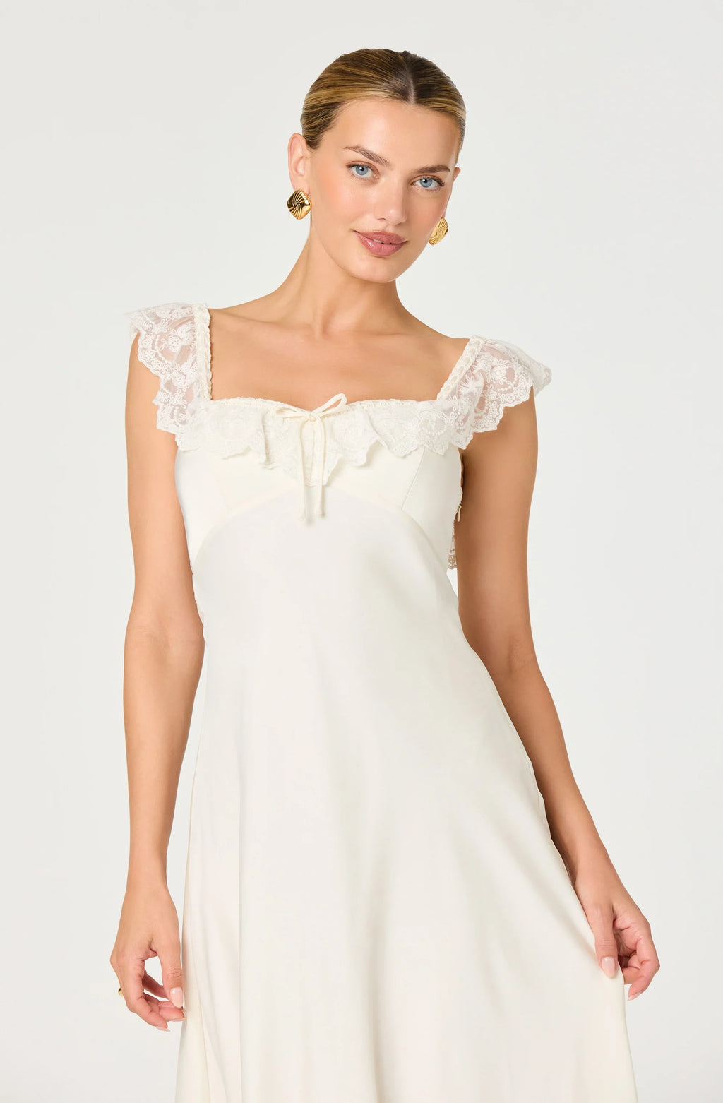 Makiya Lace Strap Empire Waist Midi Dress