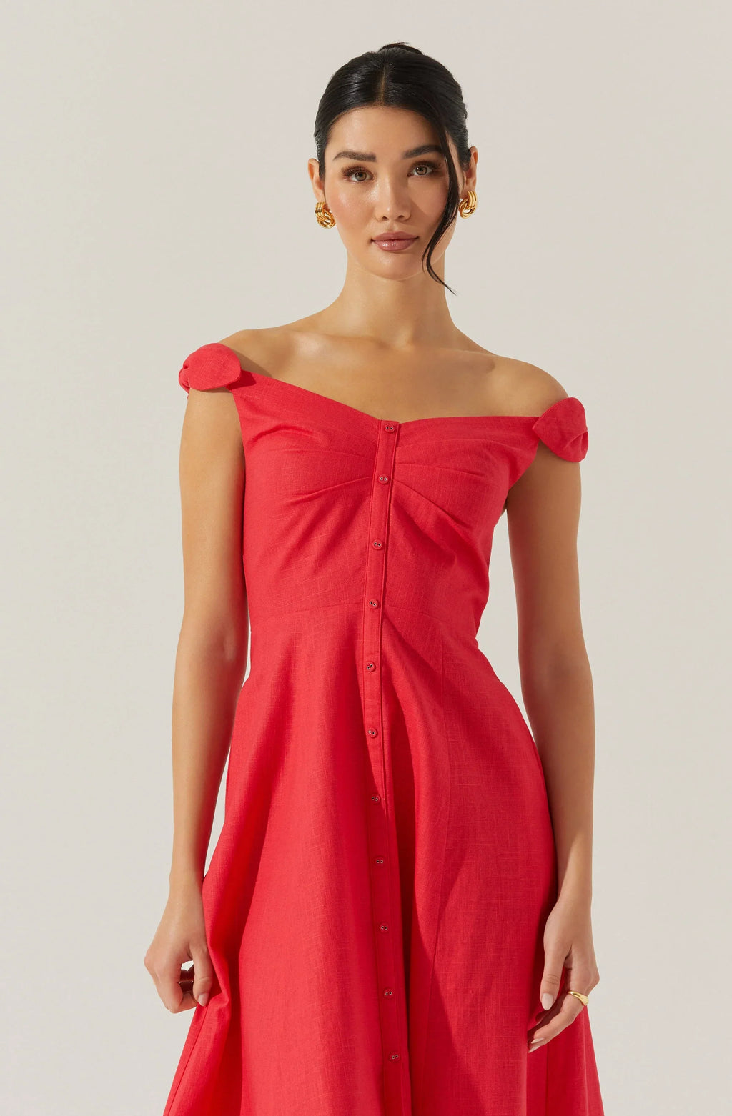 Charelin Linen Off Shoulder Dress