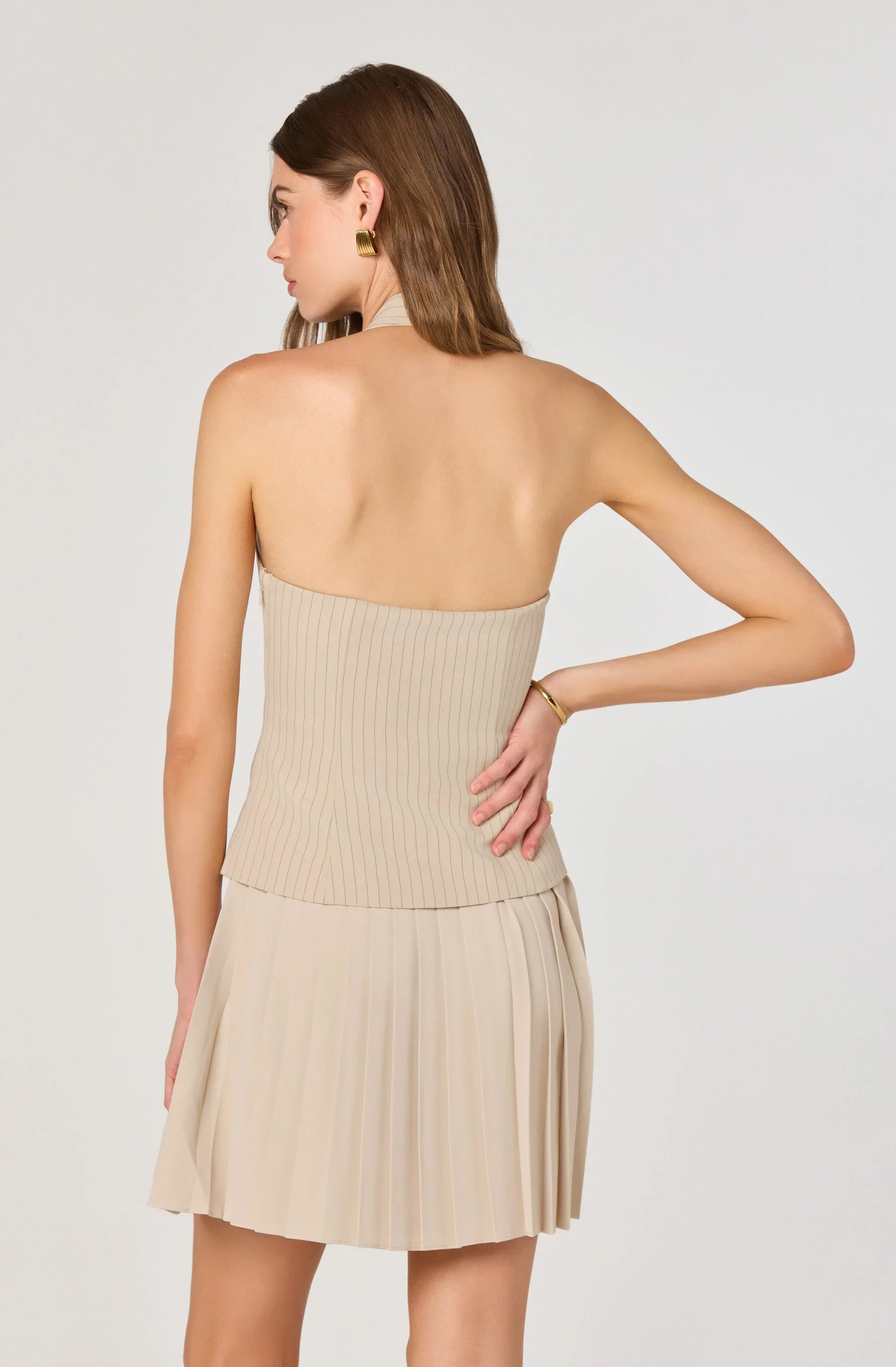 Halter Vest Pleated Mini Dress