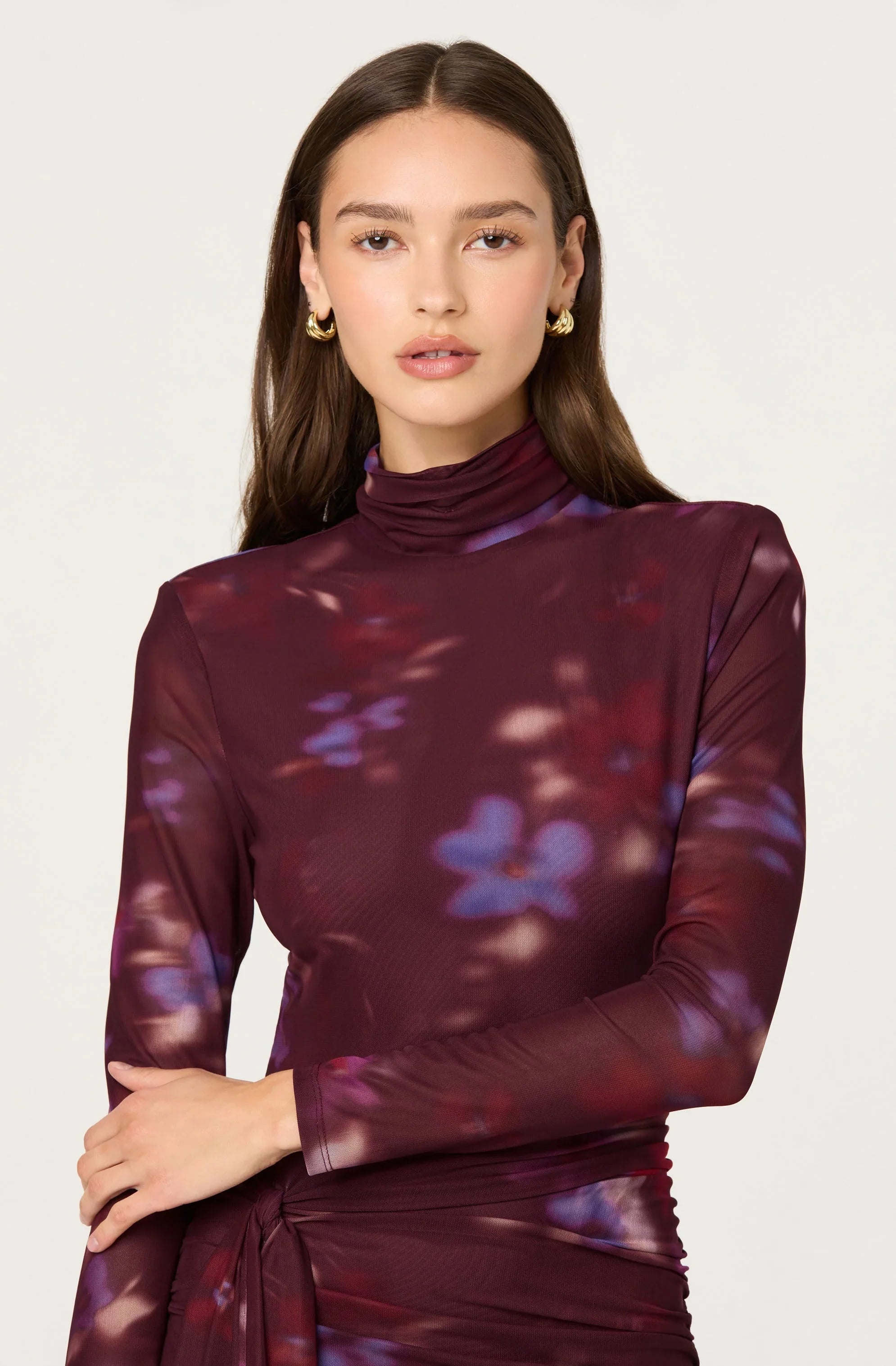 Aubriella Floral Mesh Midi Dress