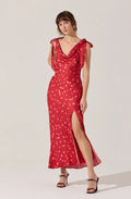 Allexina Satin Cowl Neck Midi Dress