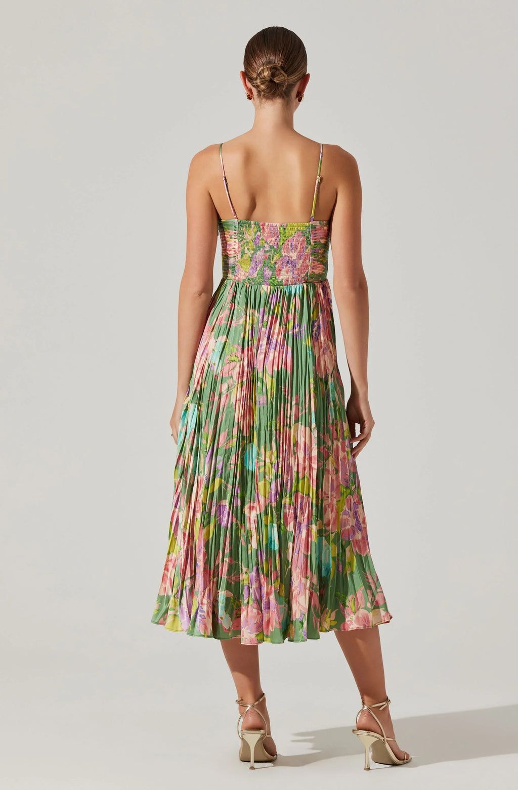 Maeve Pleated Satin Midi Dress