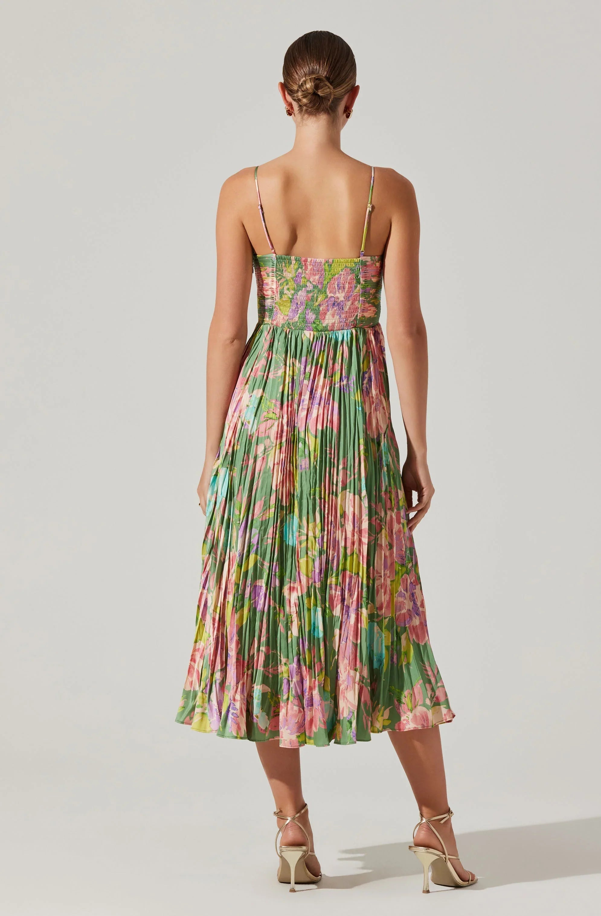 Maeve Pleated Satin Midi Dress
