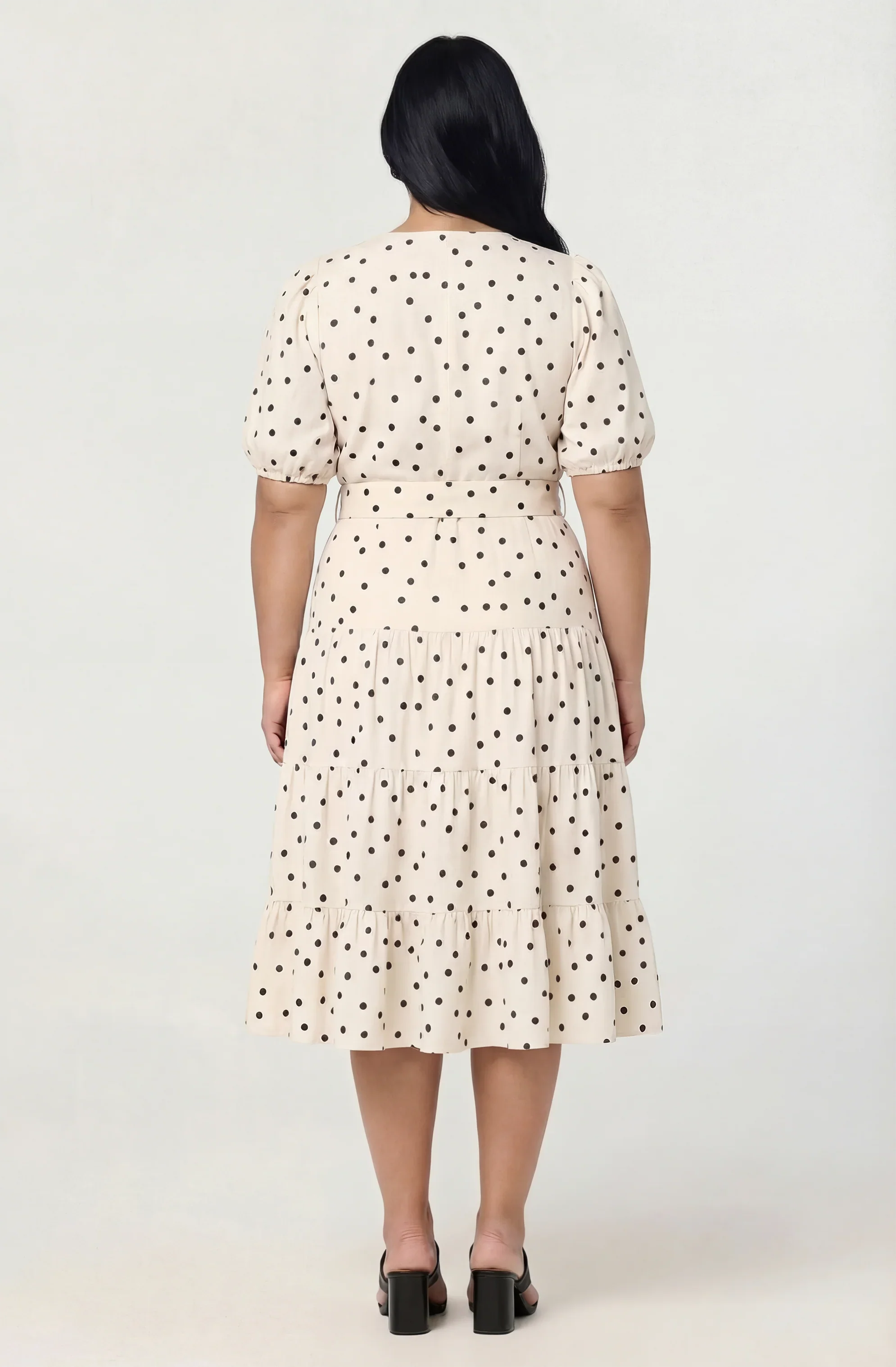 Minnie Polka Dot Tiered Midi Dress