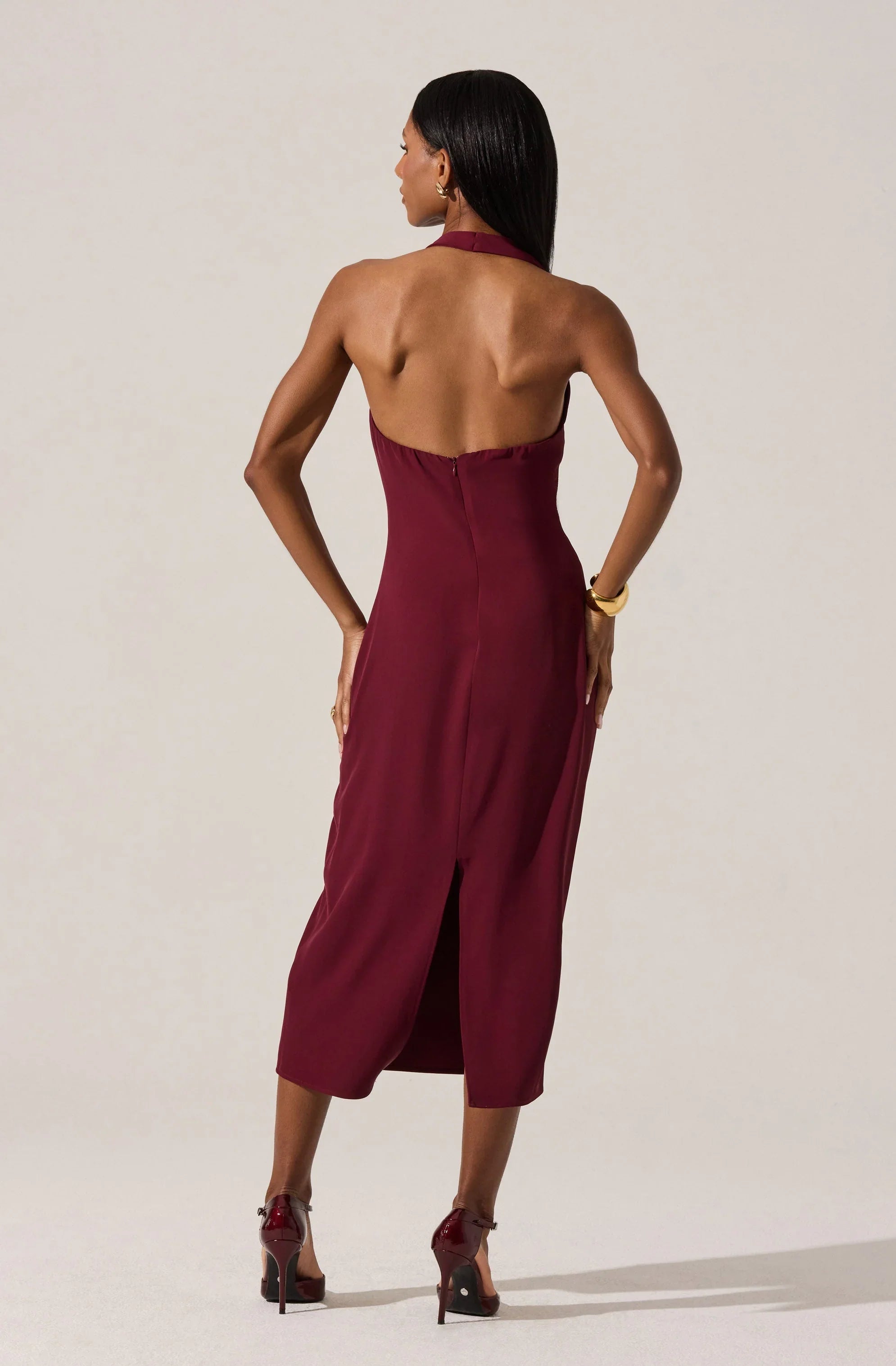 Alanna Halter Cowl Neck Midi Dress