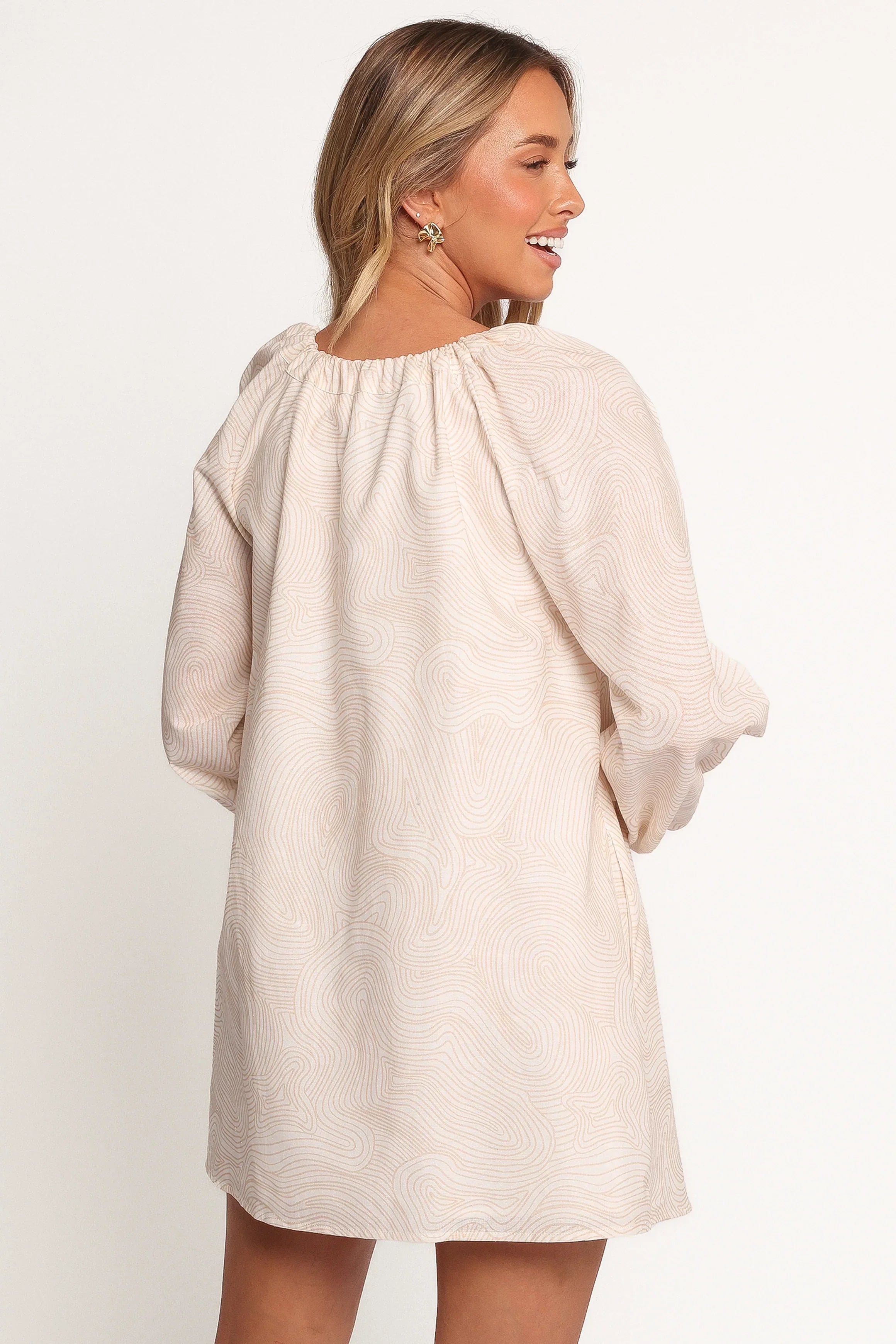Walker Smock Mini Dress - Tan Swirl