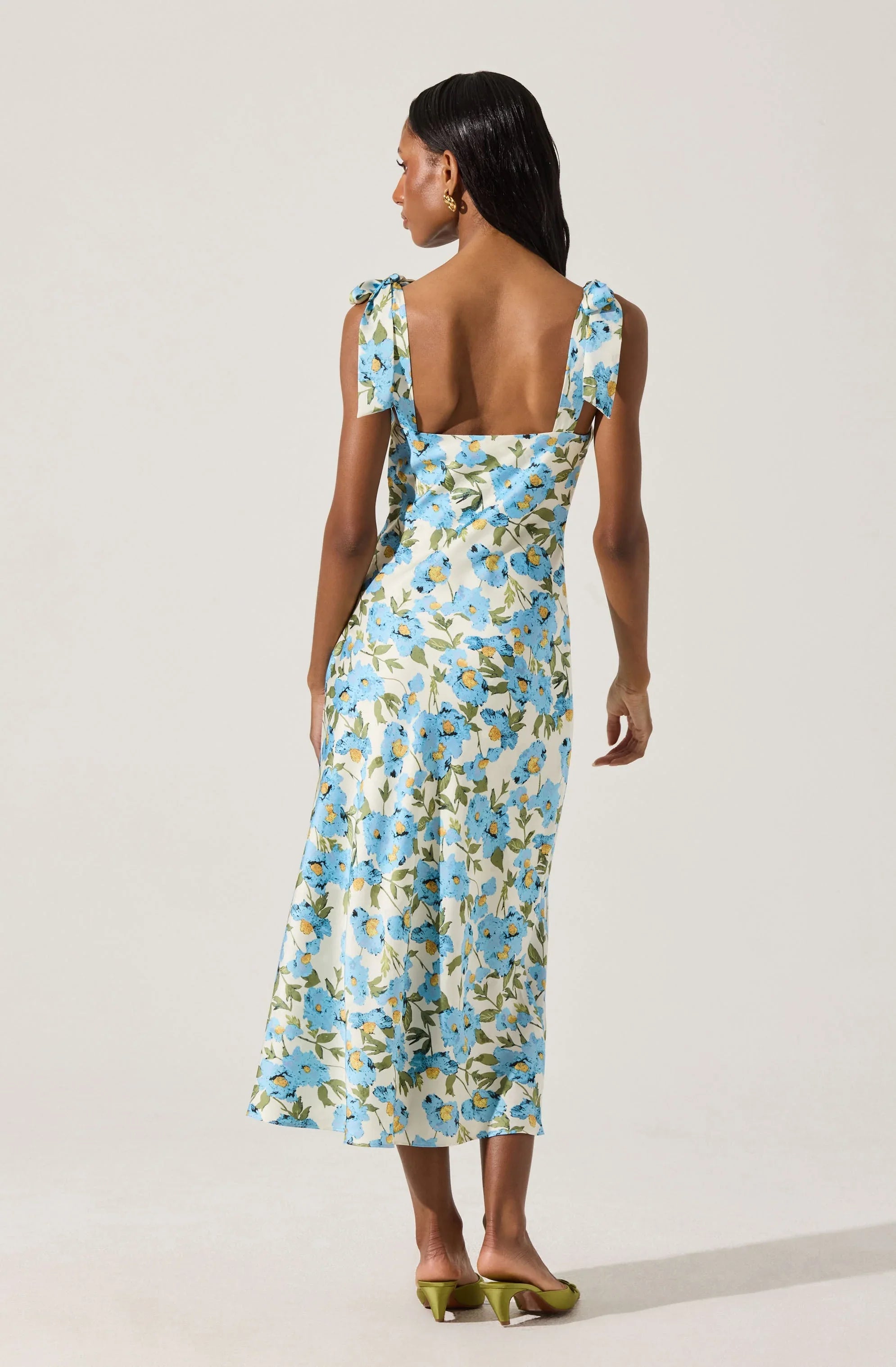 Sweetheart Bow Strap Midi Dress