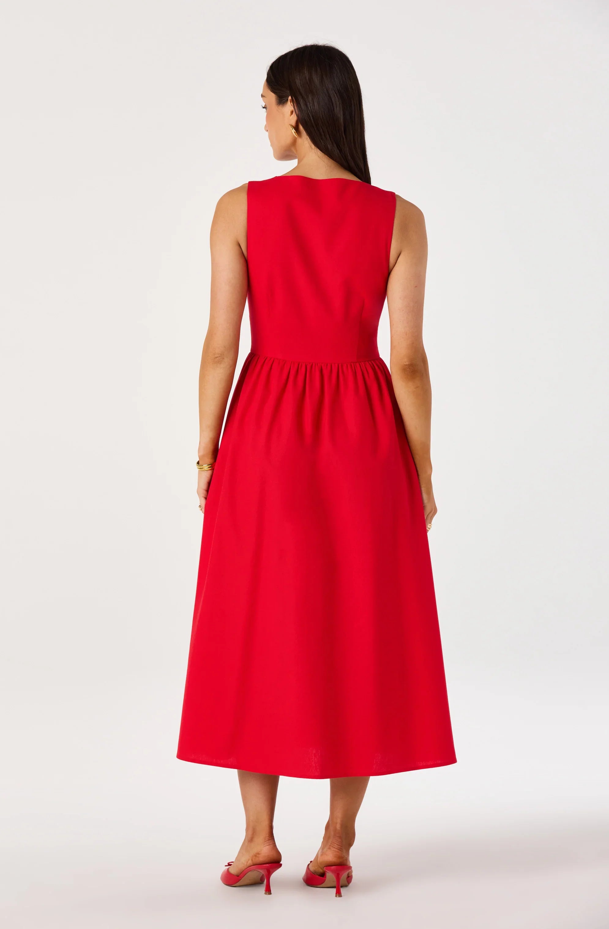 Cory V-Neck Button-Front Midi Dress