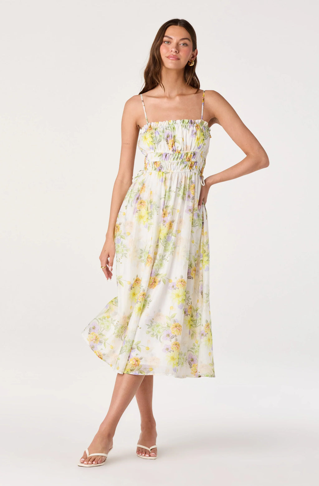 Maren Smocked Floral Midi Dress