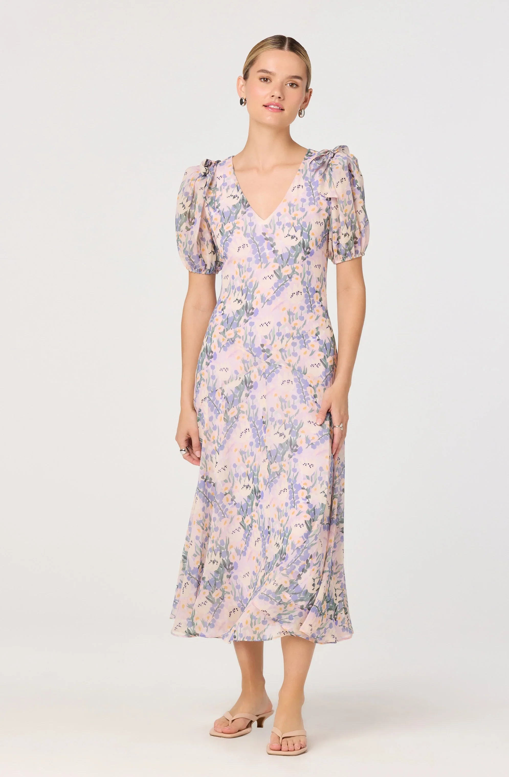 Jessenia Floral Puff Sleeve Midi Dress