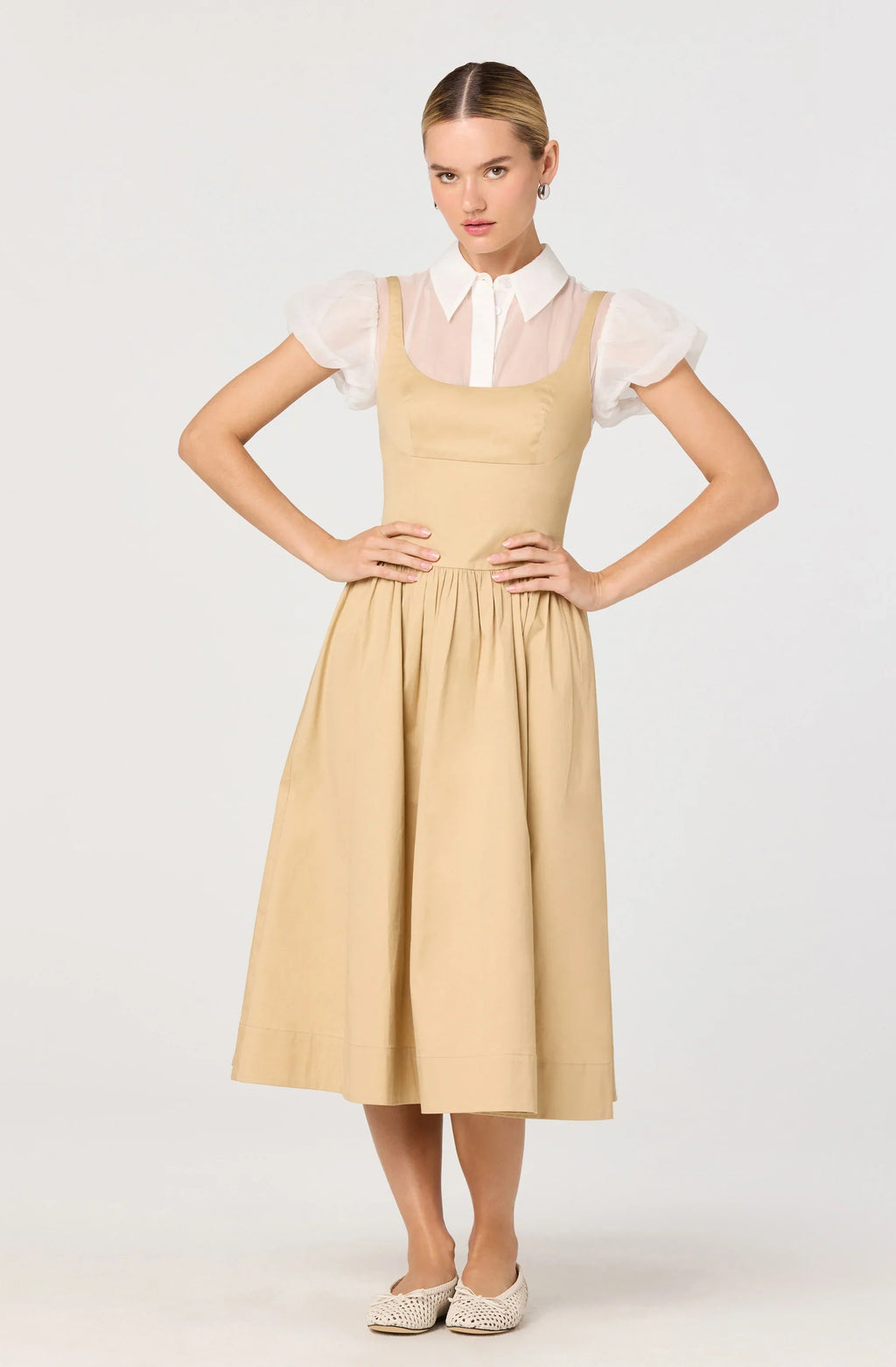 Carrington Mixed Media Layered Midi Dress