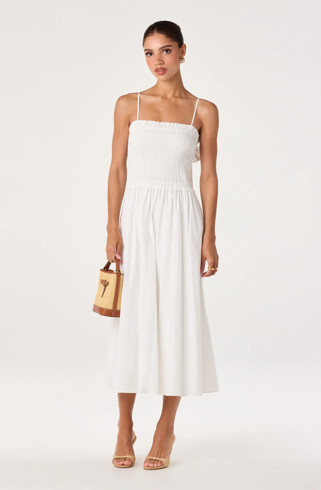 Harper Smocked A-Line Midi Dress