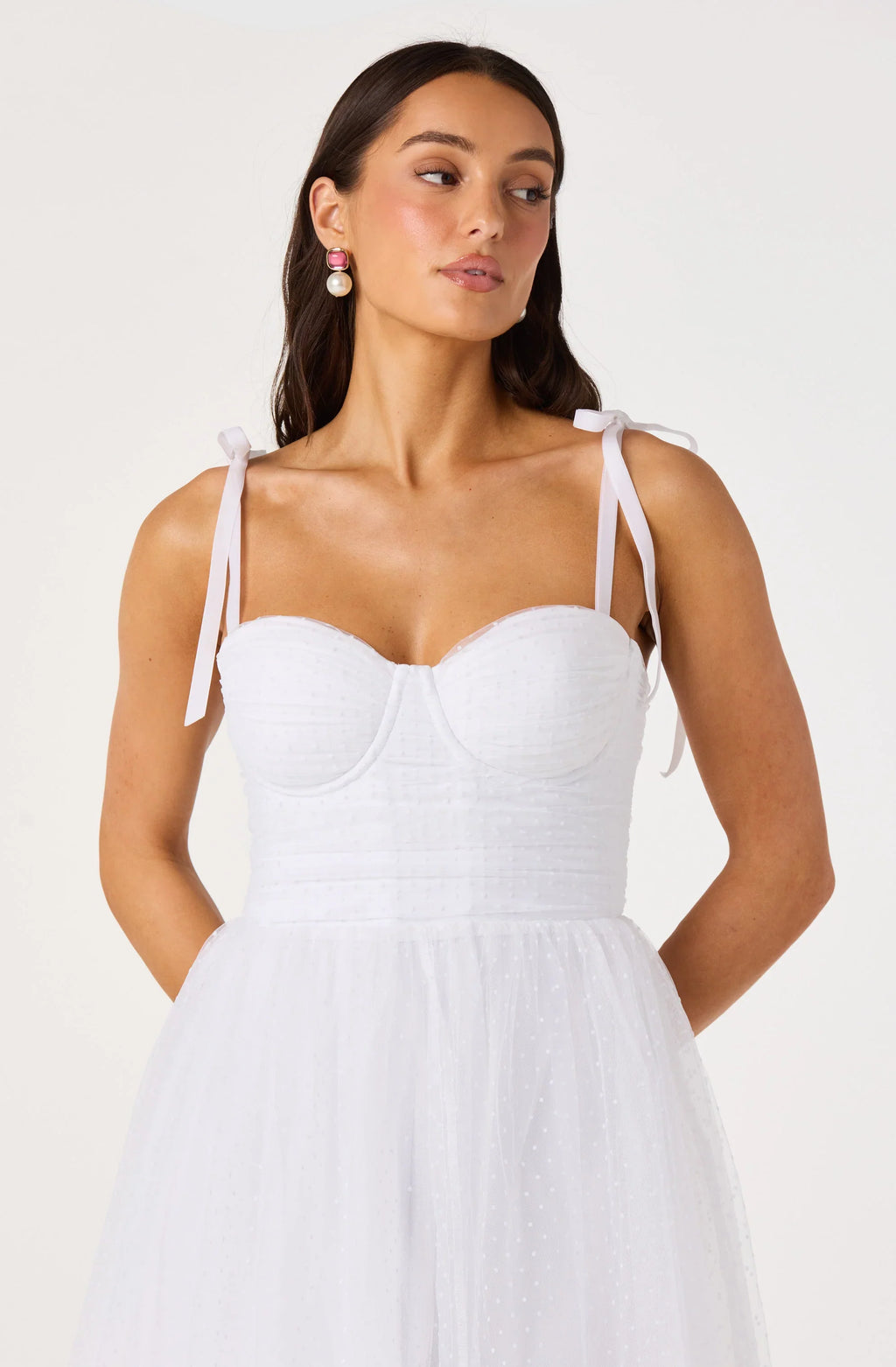 Karyme Polka Dot Tulle Midi Dress