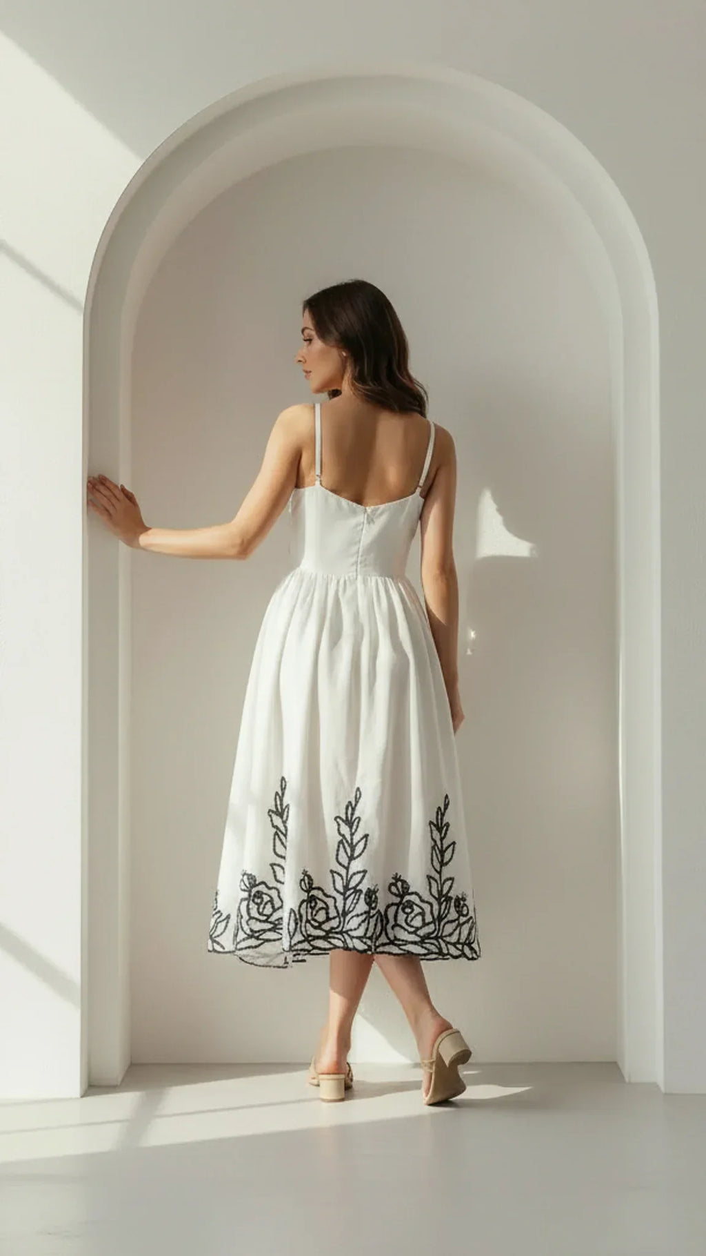 Elara Embroidered Midi Dress