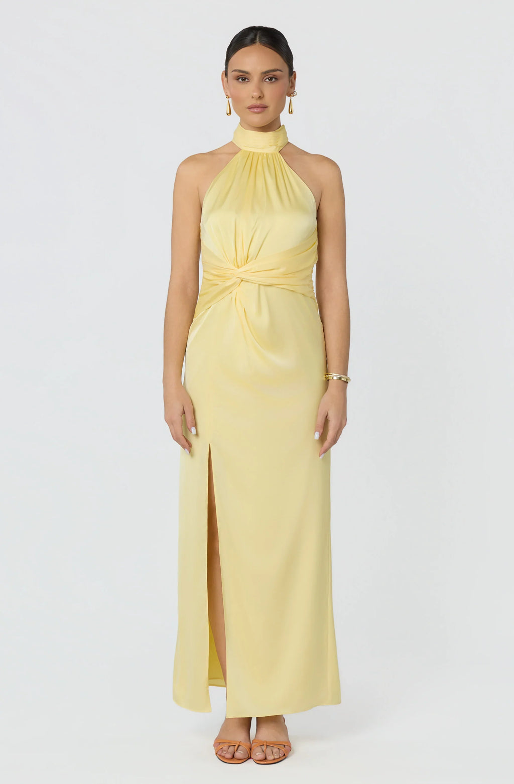 Aspen Twist Front Halter Maxi Dress