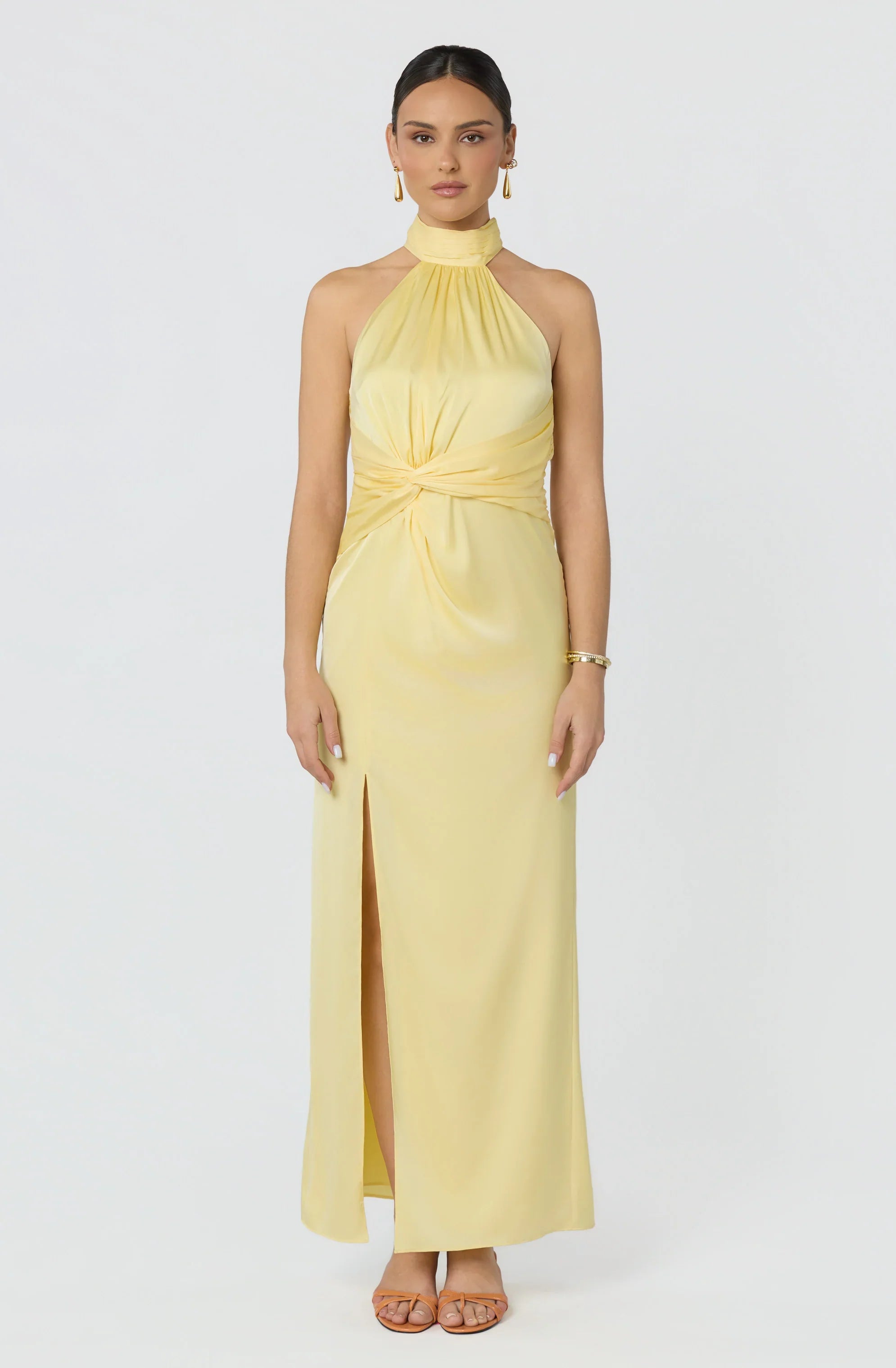 Aspen Twist Front Halter Maxi Dress