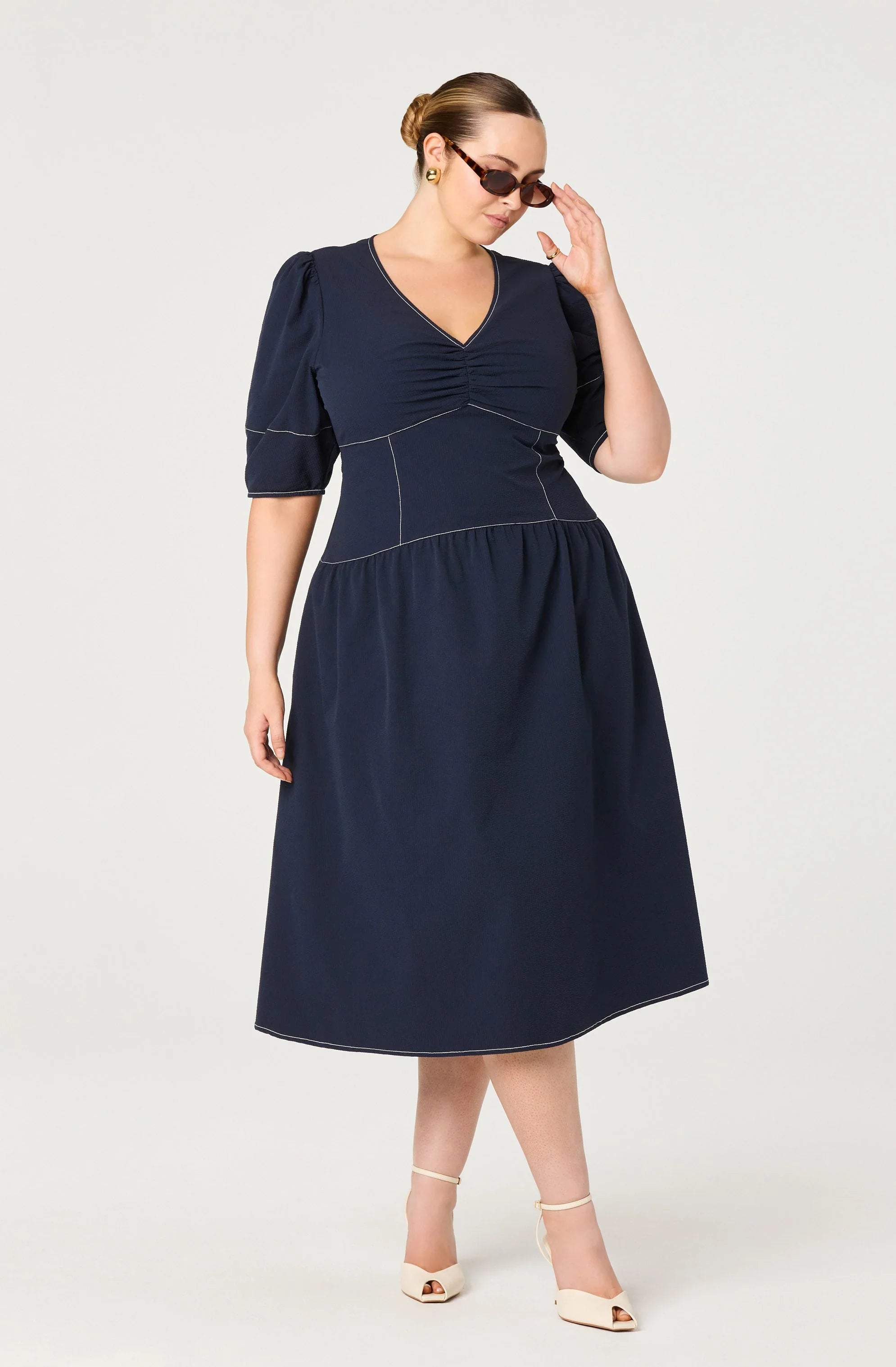 Samarra Contrast Stitch Midi Dress