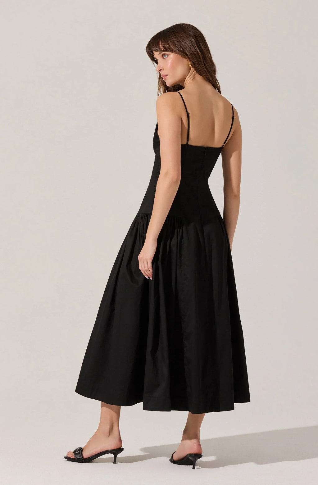 High Square Neck Midi Dress