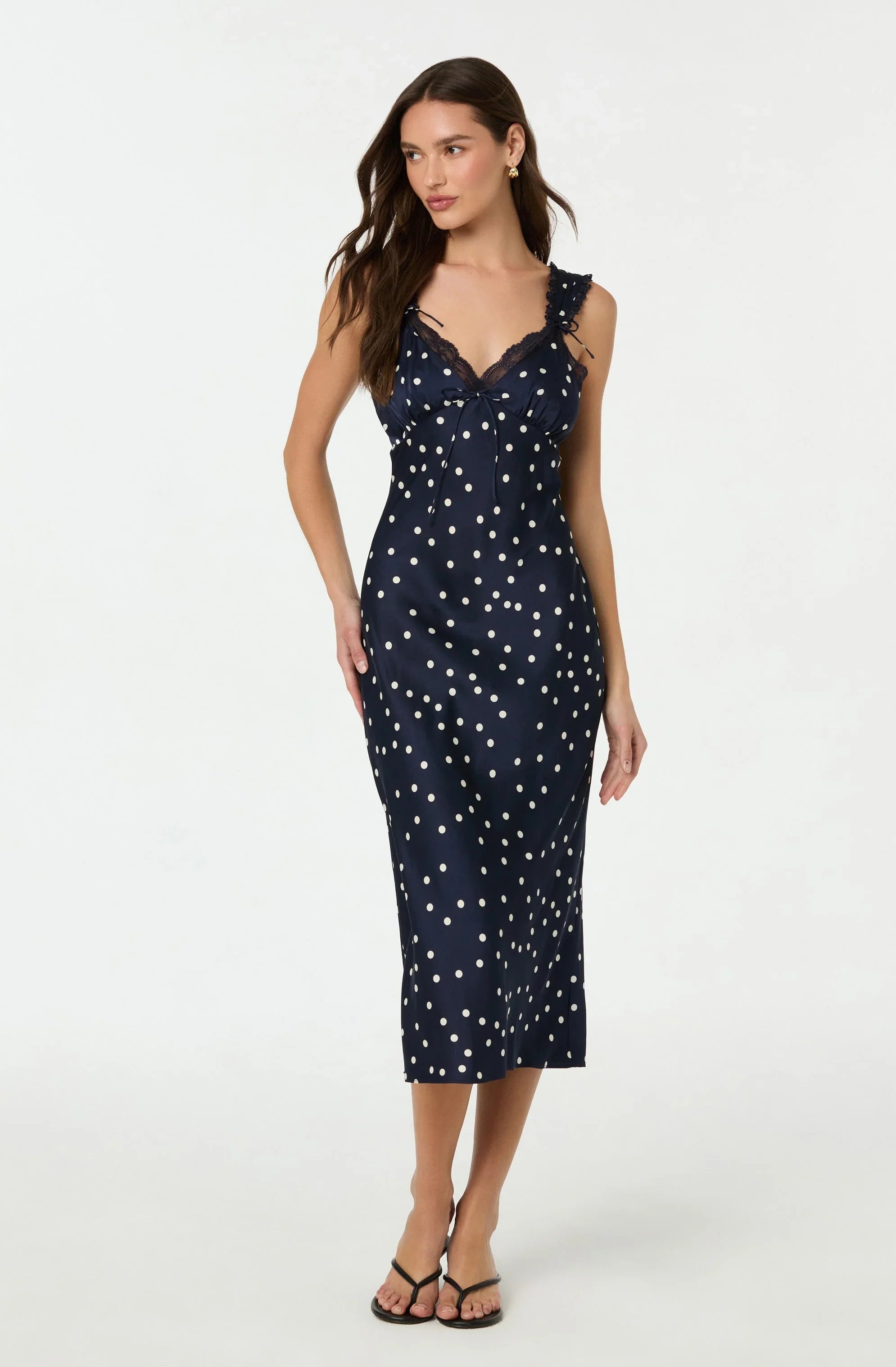 Lace Trim Midi Slip Dress