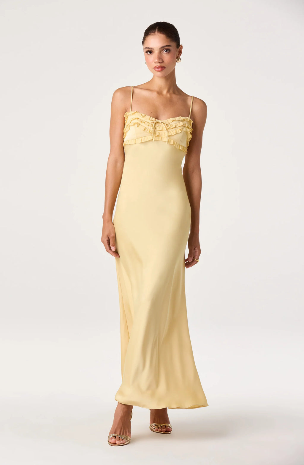 Jade Ruffle Trim Maxi Dress
