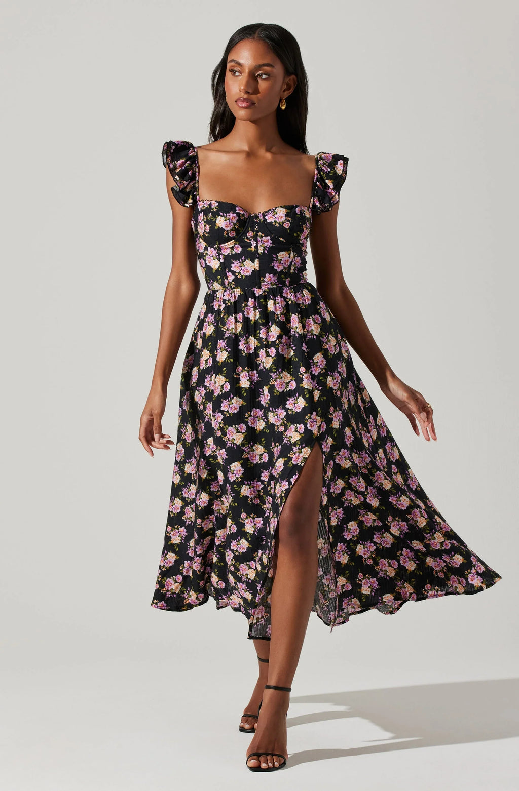 Wedelia Floral Bustier Midi Dress