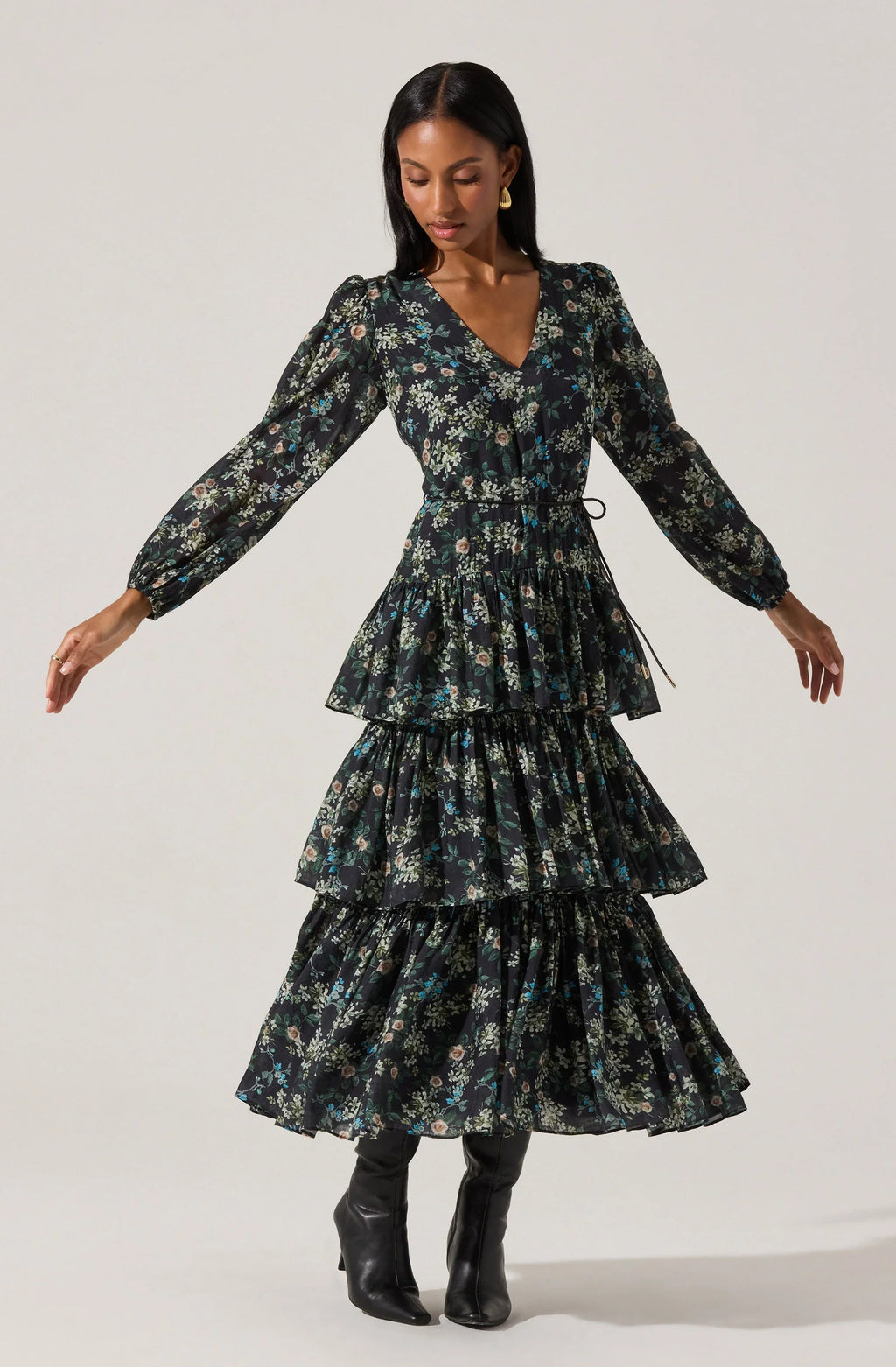 Franchesca Tiered Ruffle Floral Maxi Dress