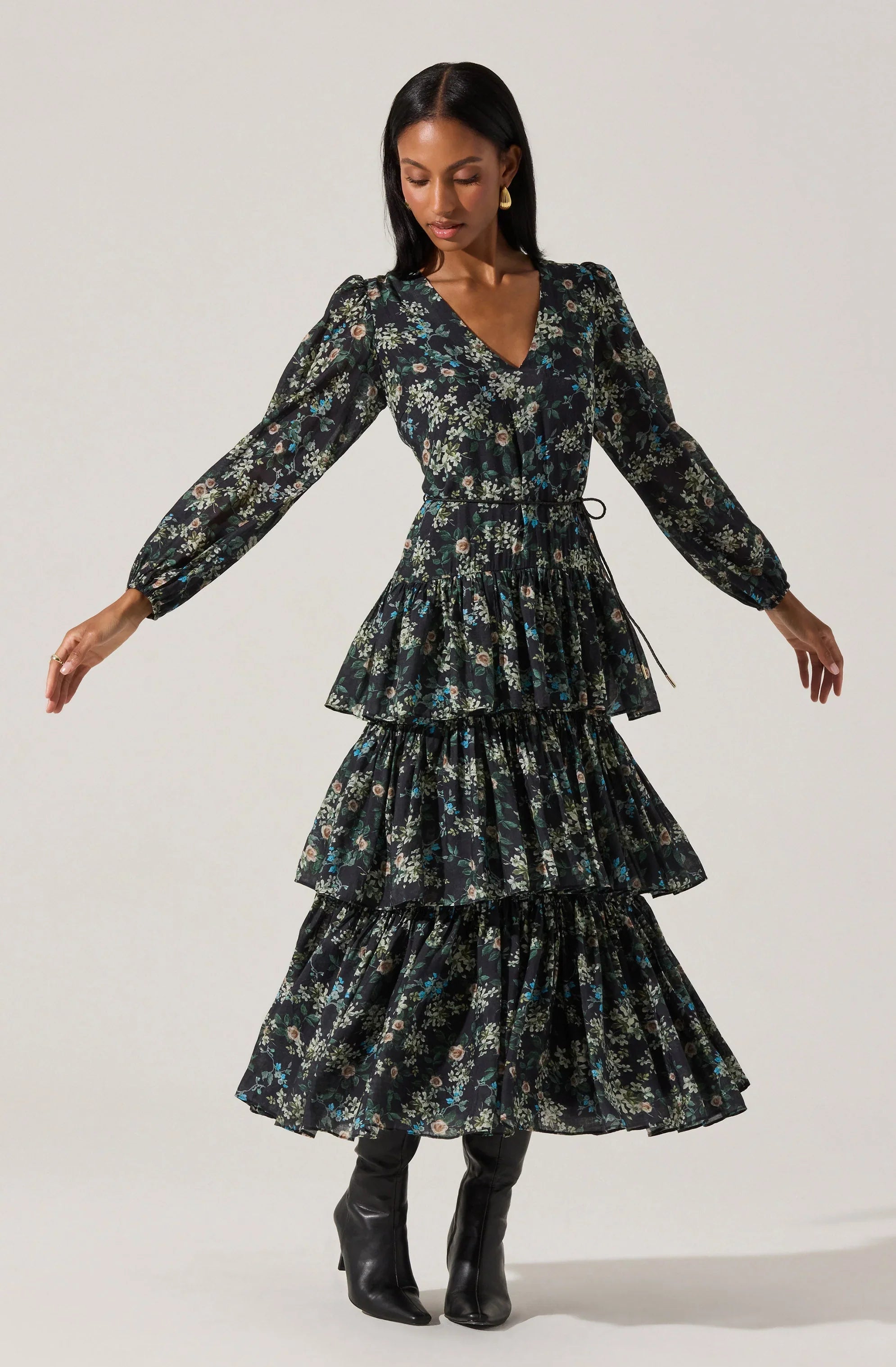 Franchesca Tiered Ruffle Floral Maxi Dress