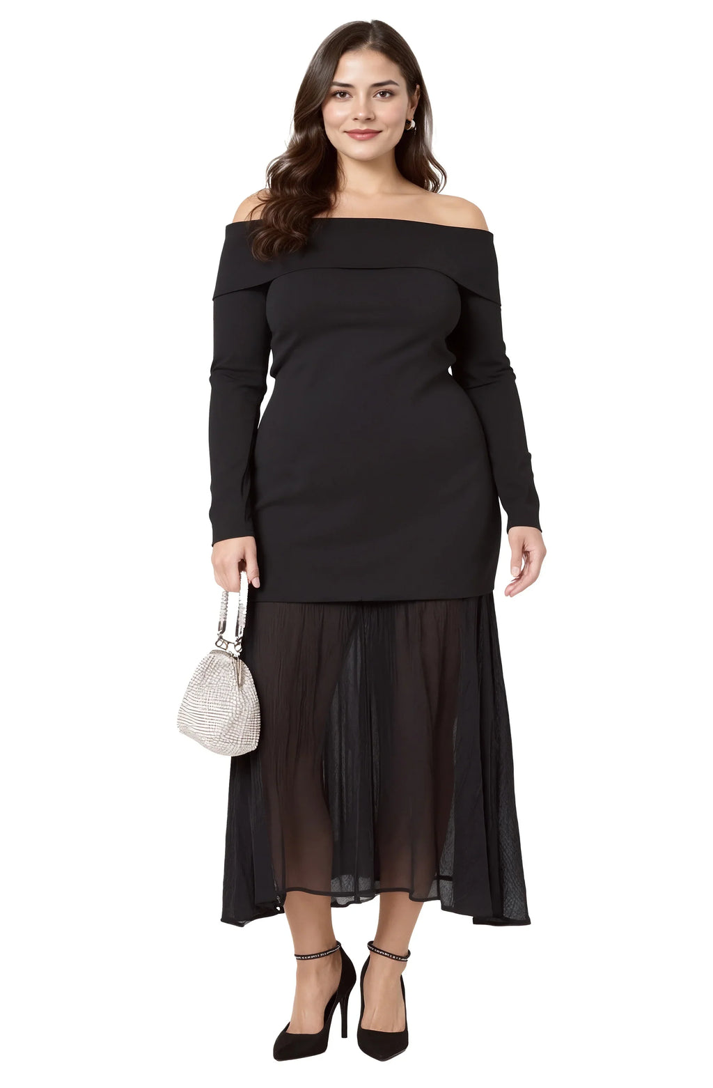 Lidia Off-Shoulder Pleated Midi Dress