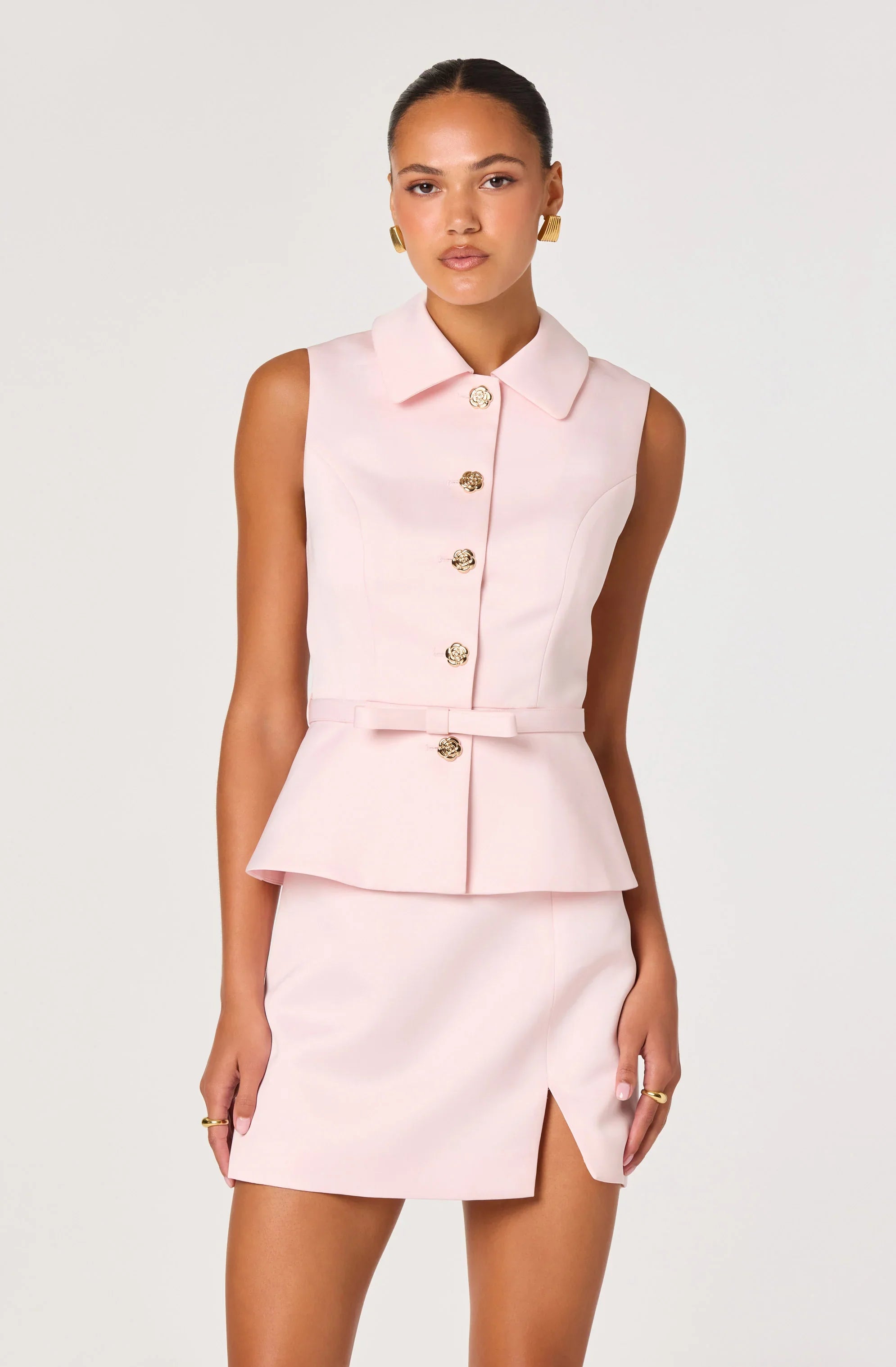 Jamia Peplum Button-Front Mini Dress