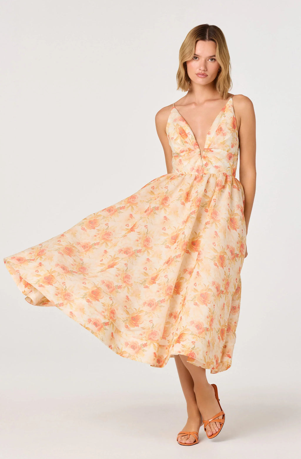Janna Floral Plunge Midi Dress