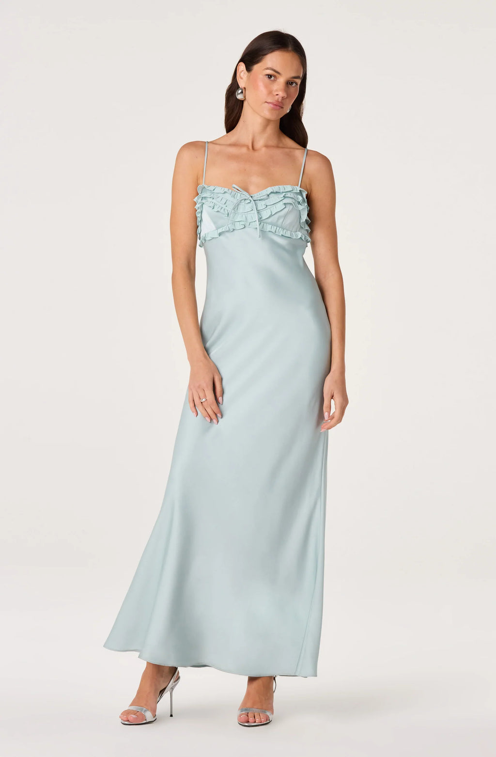 Jade Ruffle Trim Maxi Dress