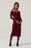 Lovinia Ruched Off Shoulder Midi Dress
