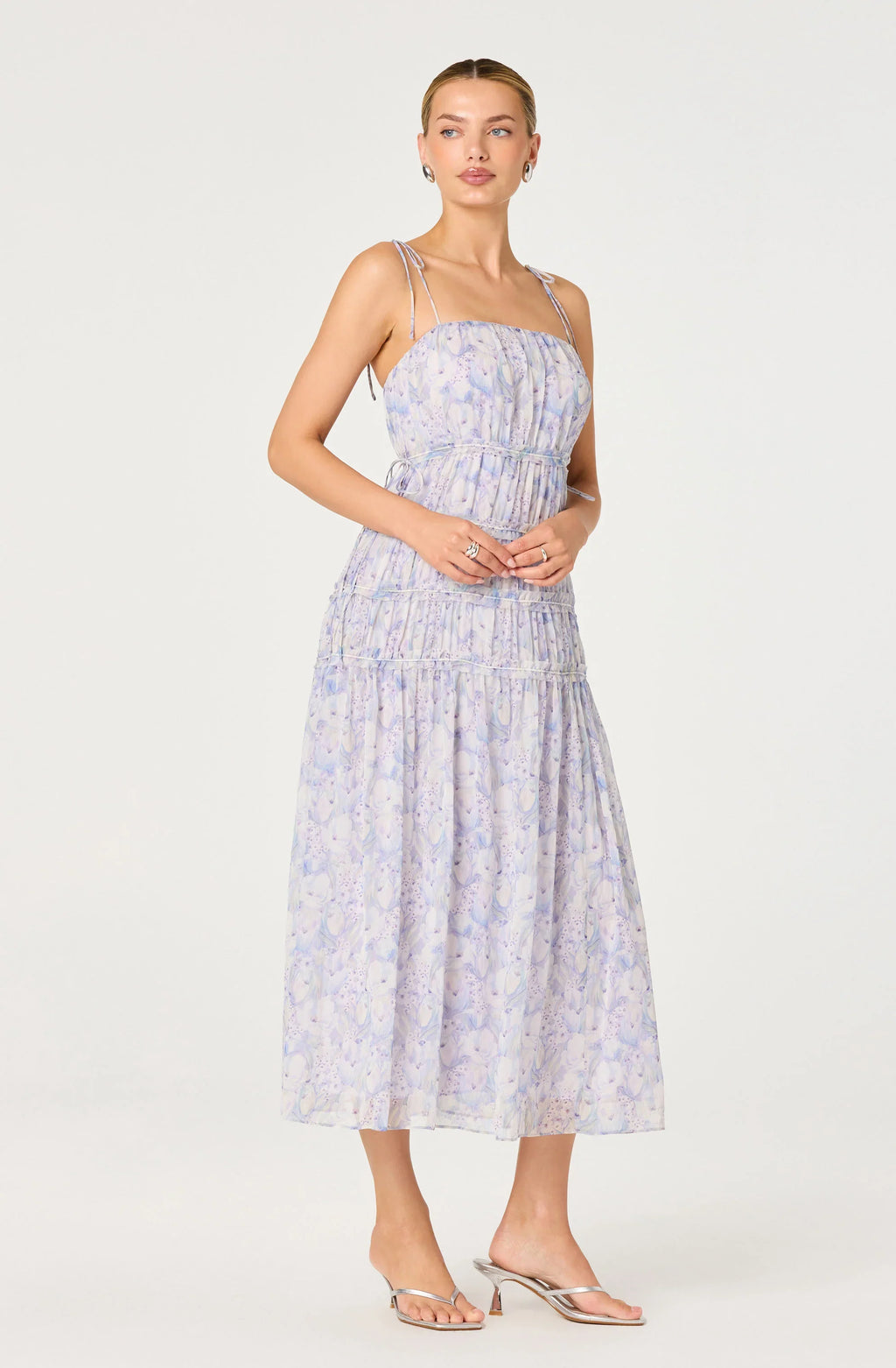 Keyleth Floral Tiered Bow Midi Dress