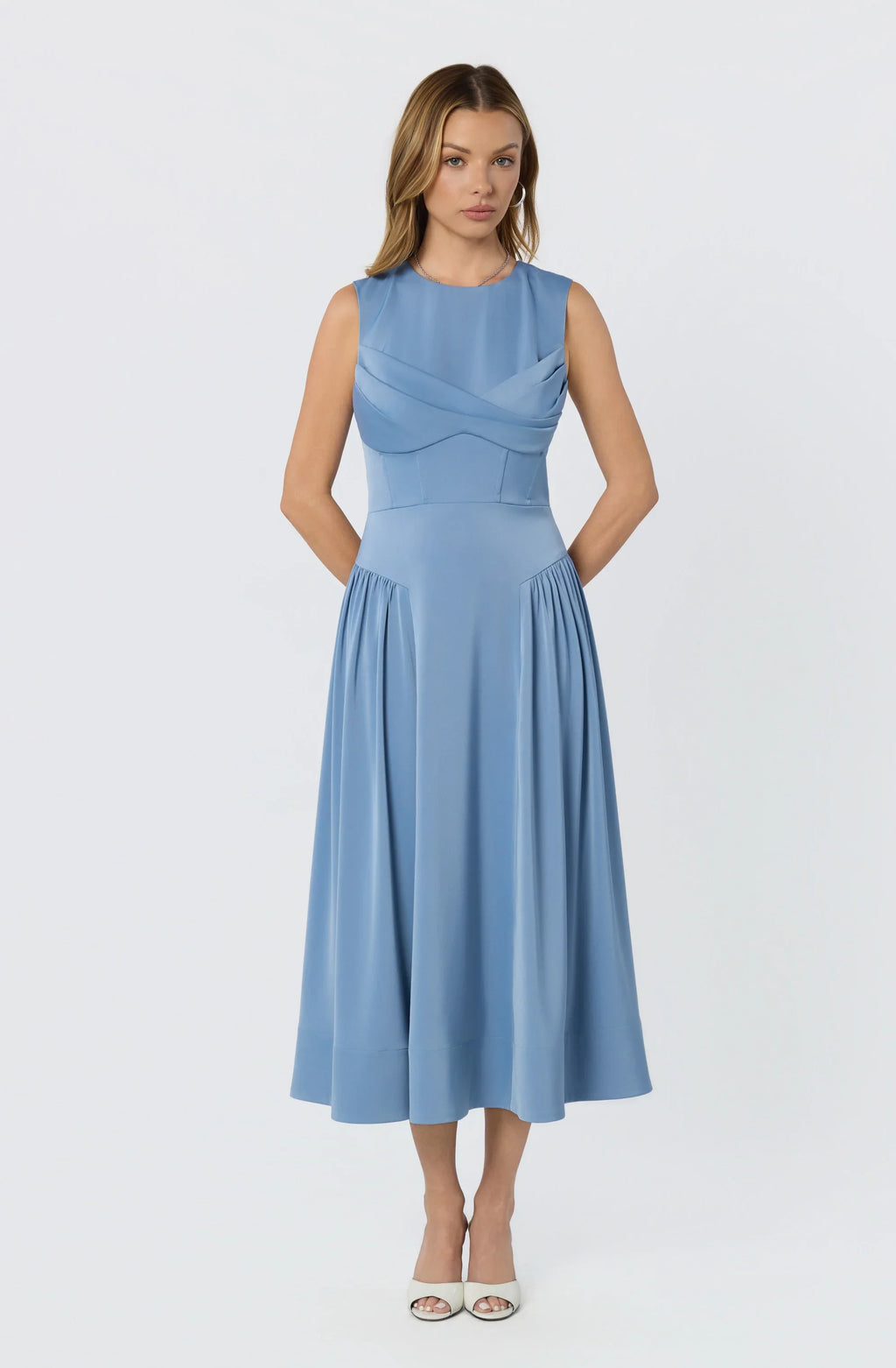Seraphina Pleated Twist Corset Midi Dress